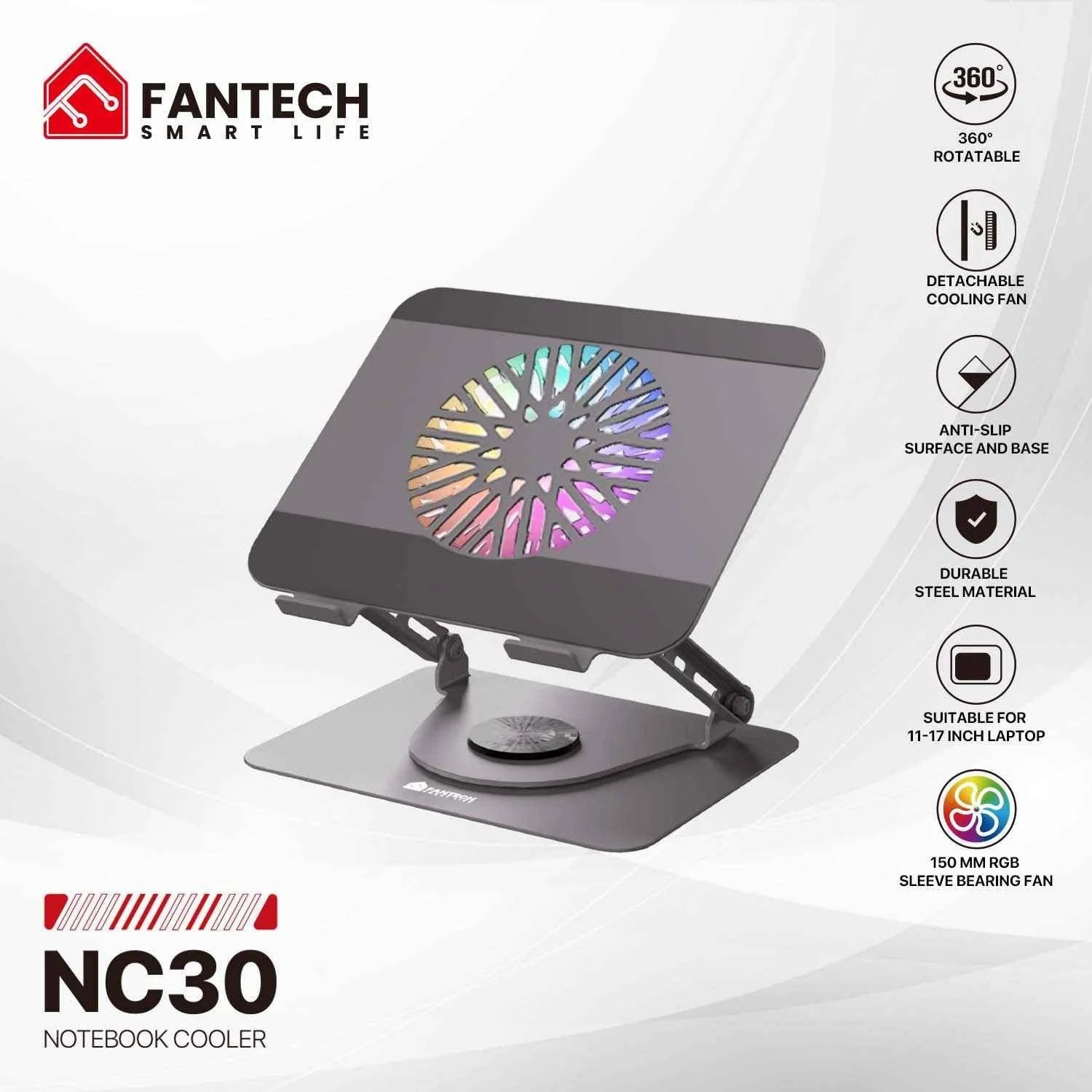 Fantech nc30 notebook stand and cooling fan rgb - cooling stands