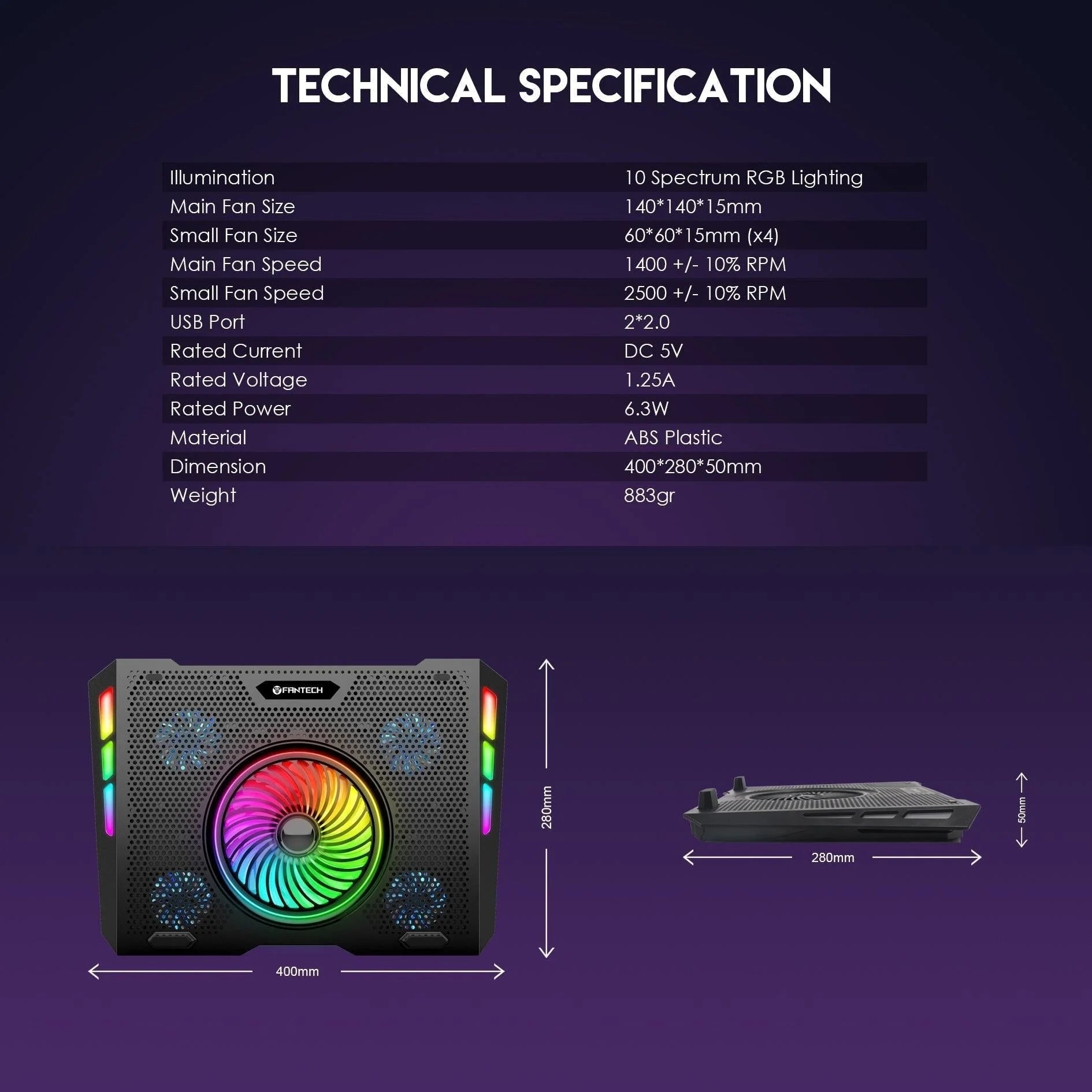 Fantech rgb laptop cooling pad nc20 for enhanced performance and style - cooling stands