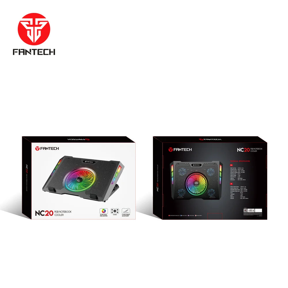 Fantech rgb laptop cooling pad nc20 for enhanced performance and style - cooling stands