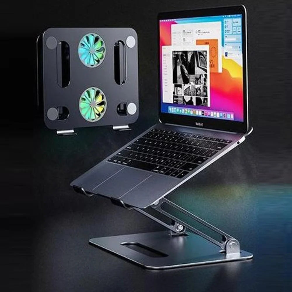 Portable laptop stand with cooling fans - foldable computer stand for enhanced comfort - cooling stands