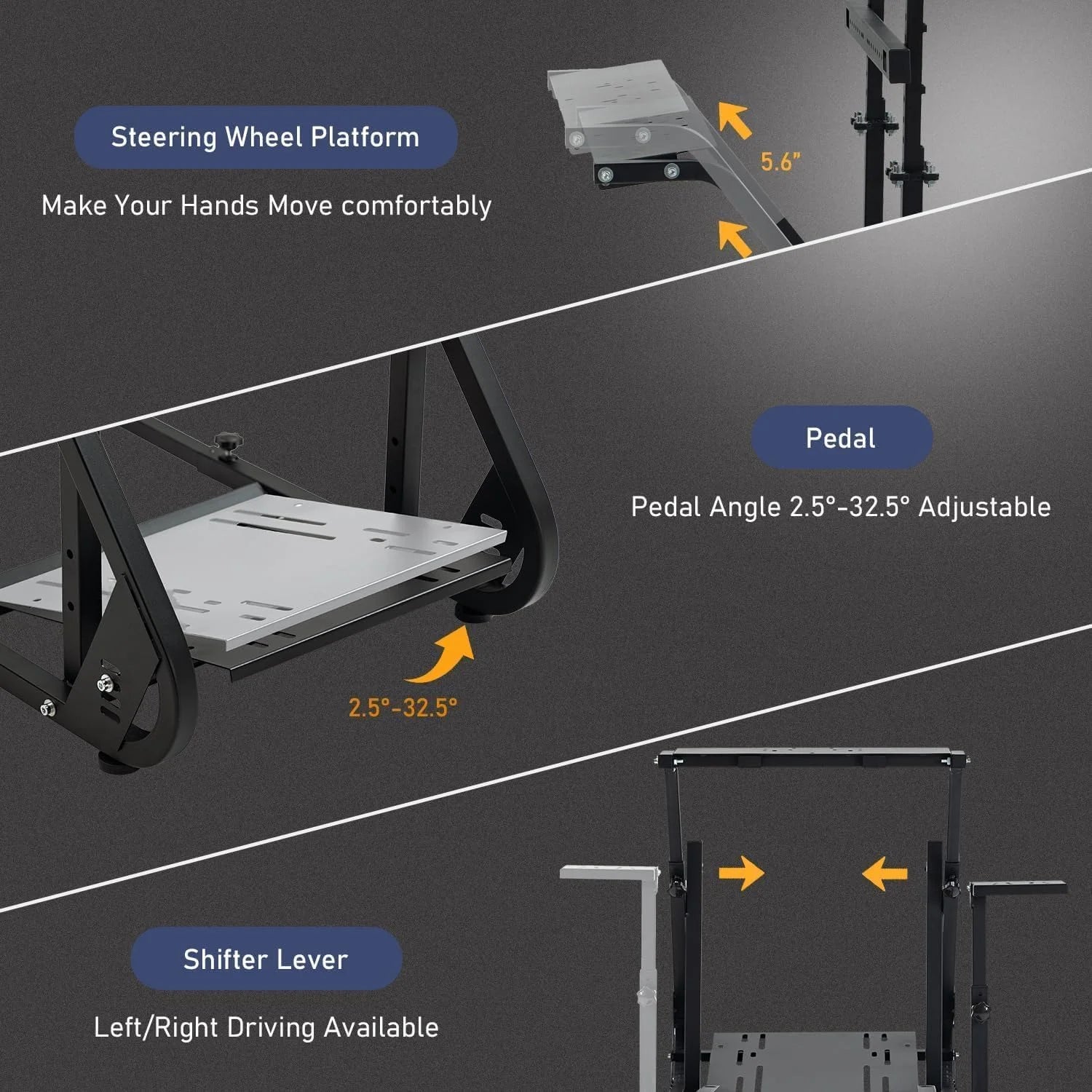 Dardoo racing simulator cockpit with monitor stand - tv mount&black seat fit for logitech g923 thrustmaster wheels