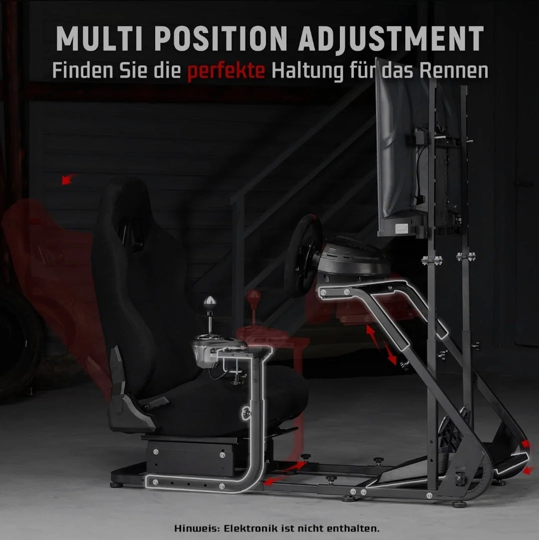 Dardoo racing simulator cockpit with monitor stand - tv mount&black seat fit for logitech g923 thrustmaster wheels