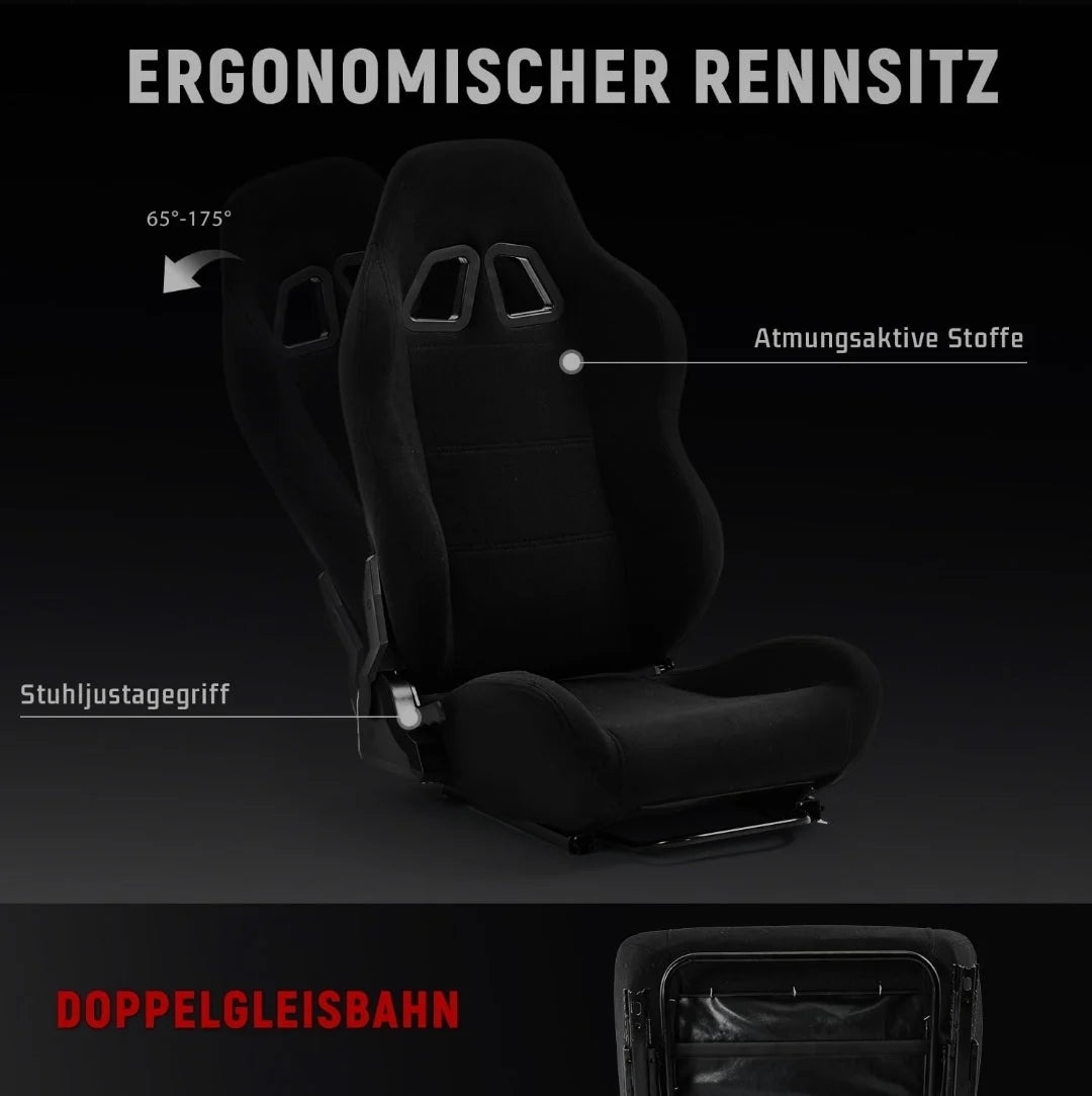 Dardoo racing simulator cockpit with monitor stand - tv mount&black seat fit for logitech g923 thrustmaster wheels