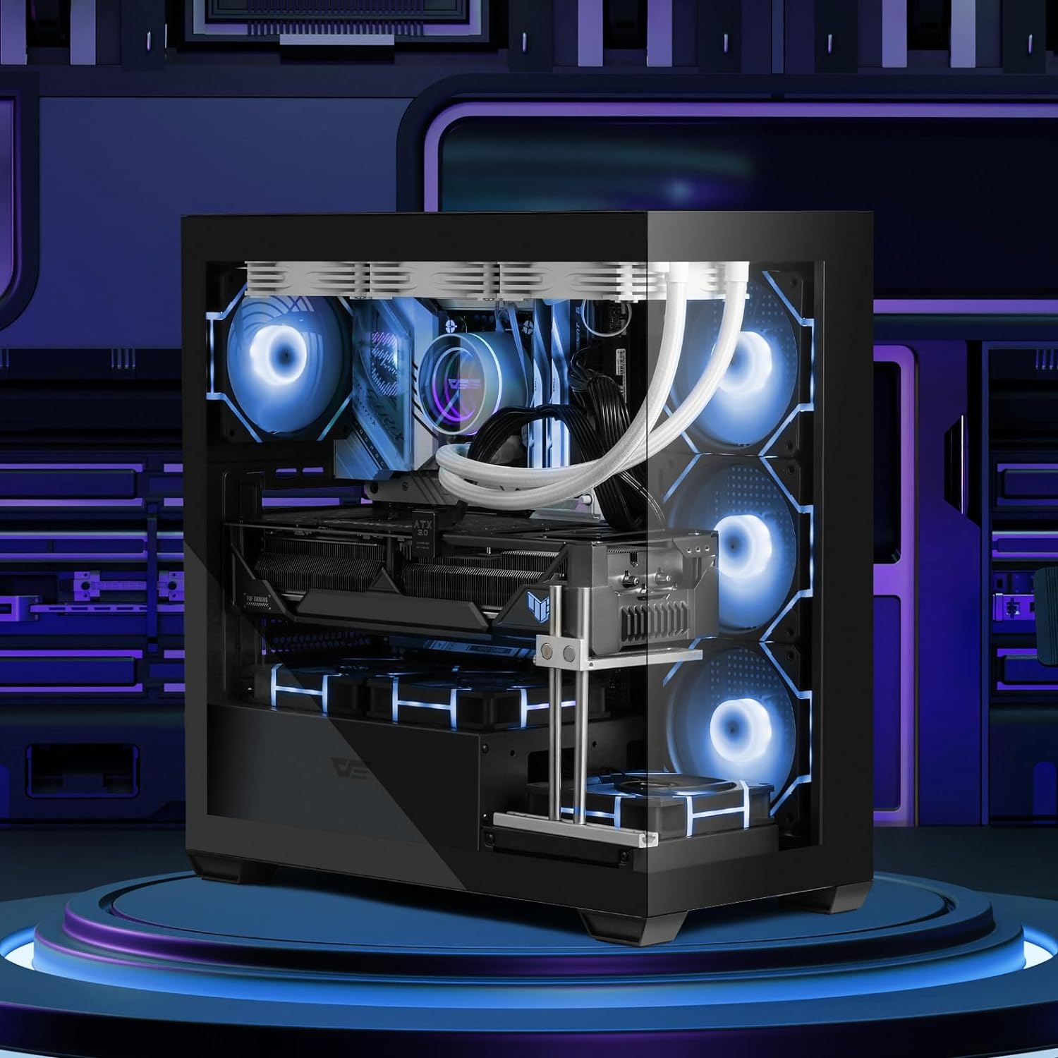DarkFlash (DS900) ATX Mid Tower PC Case 6fan ARGB Tower Case & Monitor