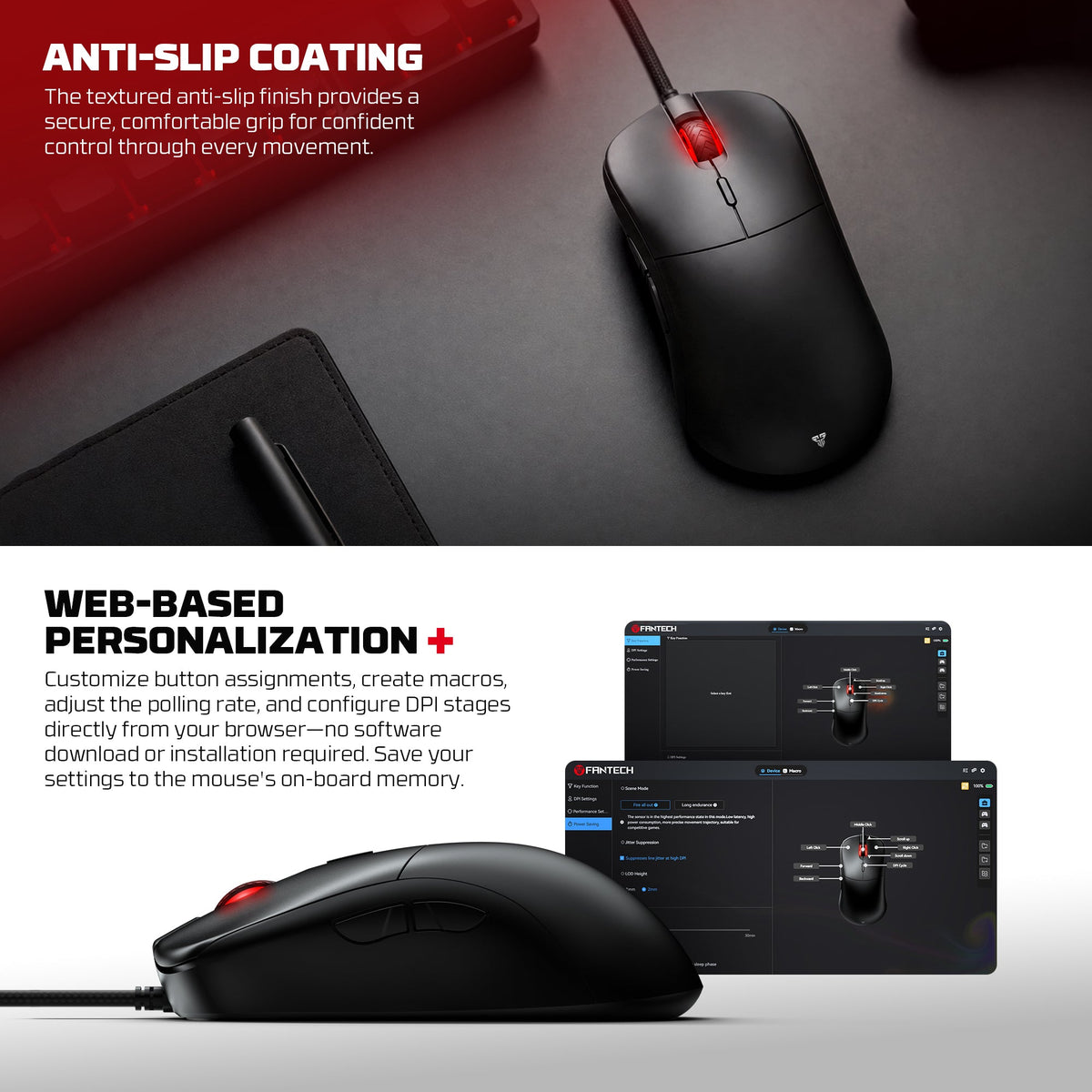 Fantech helios neo ux3v2s wired gaming mouse with rgb lighting 6d macro function 400-20000 adjustable dpi 20 million