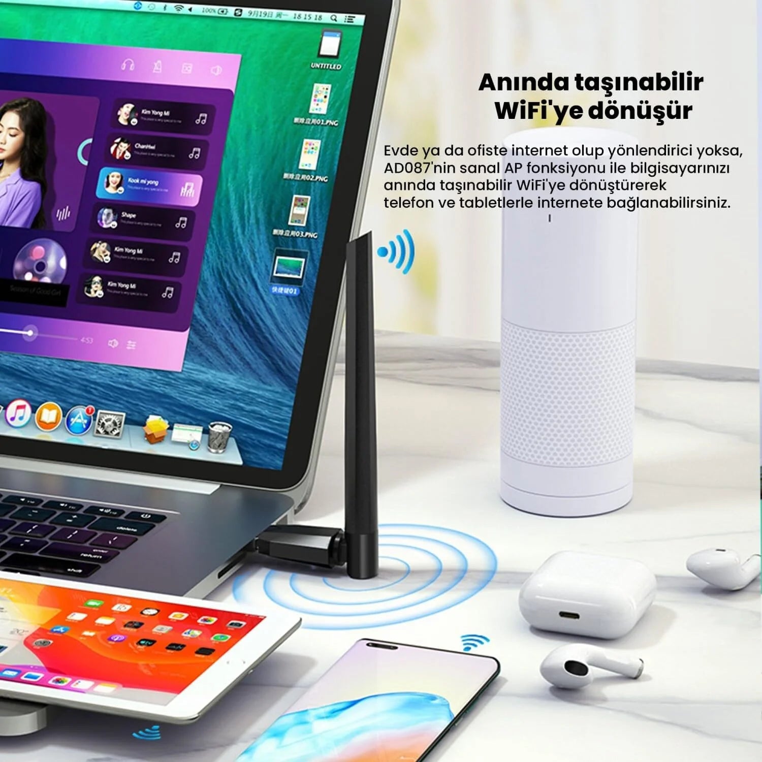 Dm ad087 bluetooth 5.0 adapter - 600mbps dual band wifi transceiver access point