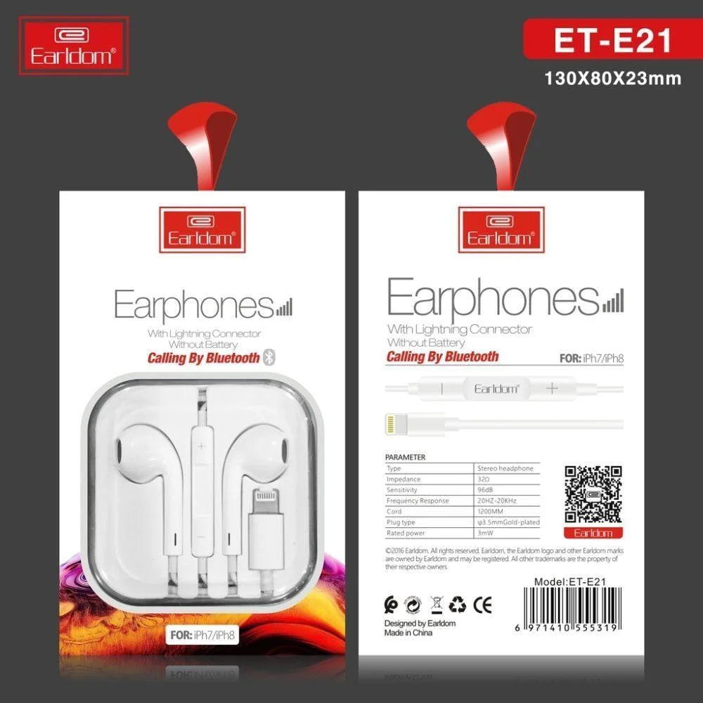 Earldom ete21 iphone lightning earphones - wired high-quality sound and comfort - audio | earphone