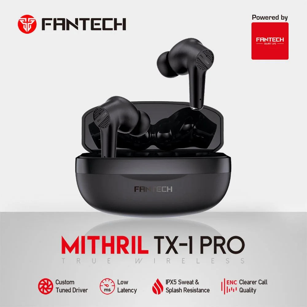 Fantech mithril tx-1 pro true wireless earphones – black - headsets