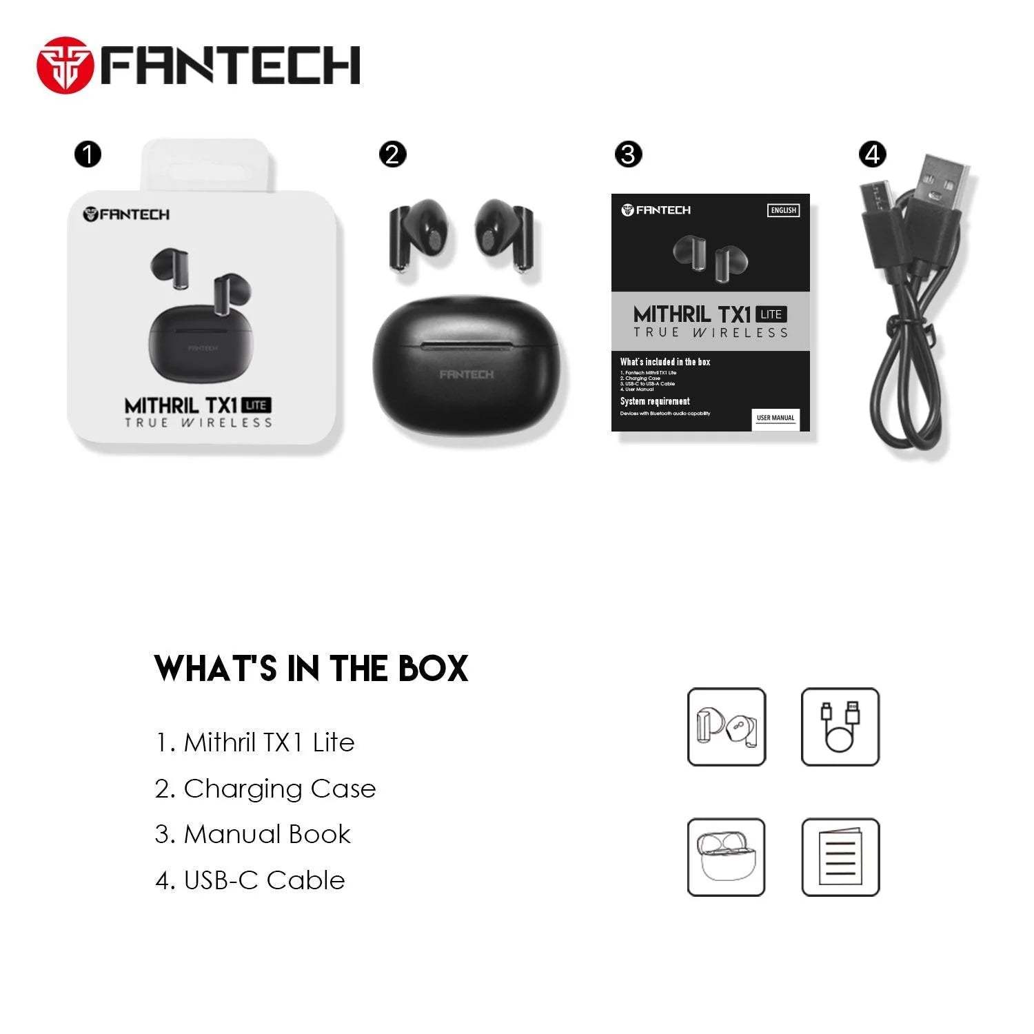 Fantech mithril tx1 lite earbuds with ipx5 water resistance - audio | earphone