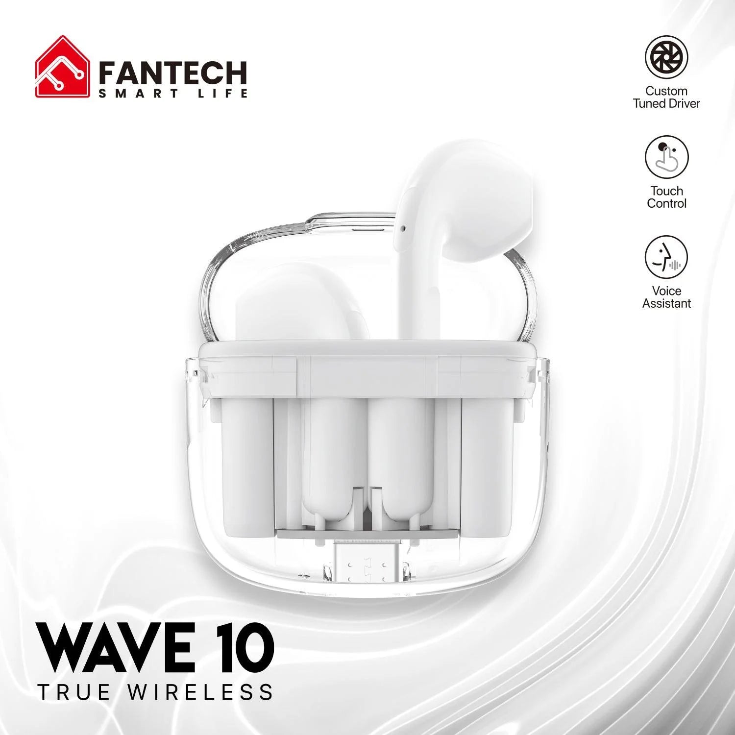 Fantech tws bluetooth earbuds wave 10 tw10 with built-in microphone - audio | earphone