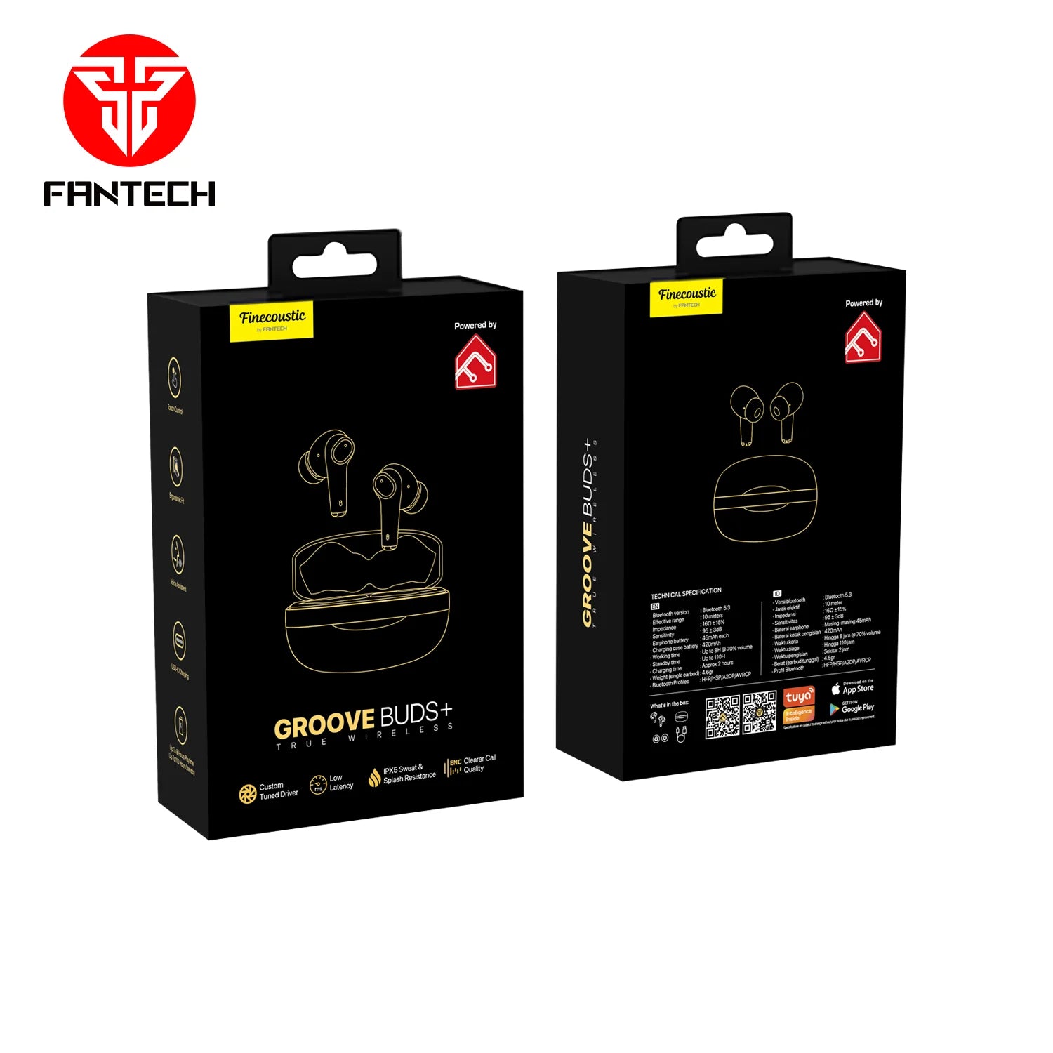 Fantech tws bluetooth groove buds+ tx2 with built-in microphone - audio | earphone