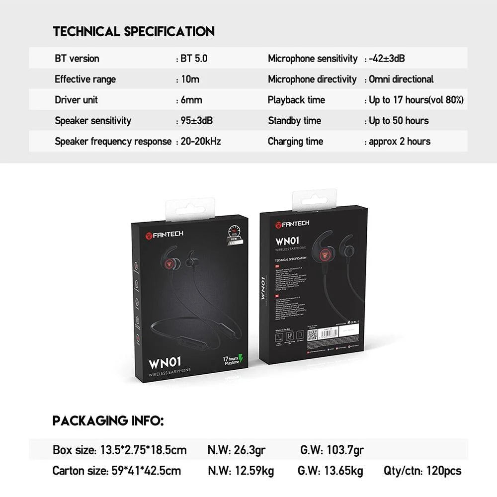 Fantech wn01 wireless earphones - audio | earphone