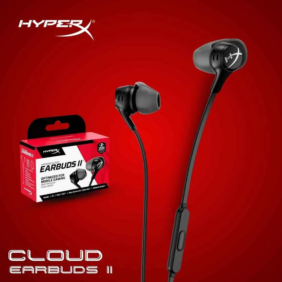 Hyperx cloud earbuds ii – 14mm drivers four eartips hard-shell carrying case, - audio | earphone