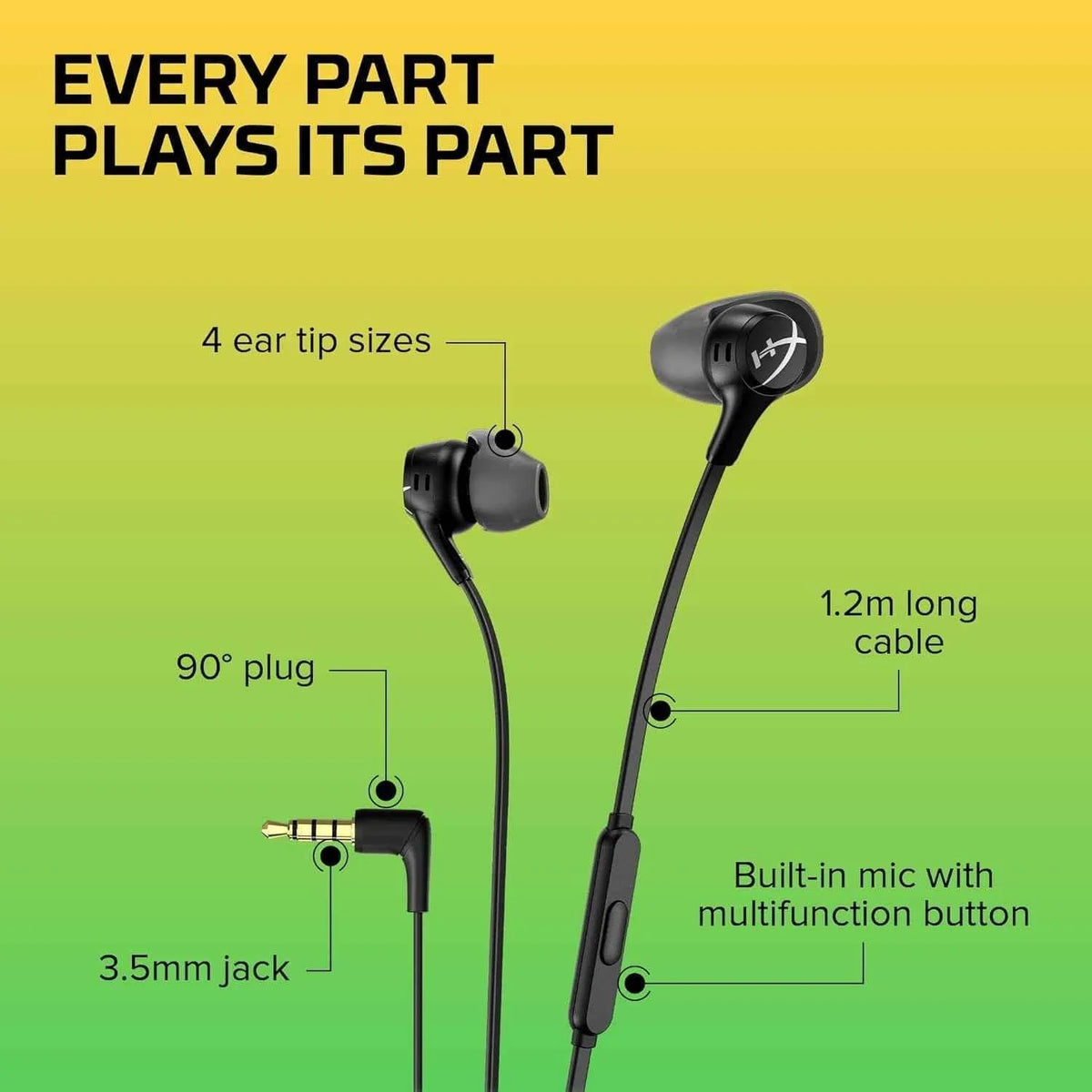 Hyperx cloud earbuds ii – 14mm drivers four eartips hard-shell carrying case, - audio | earphone