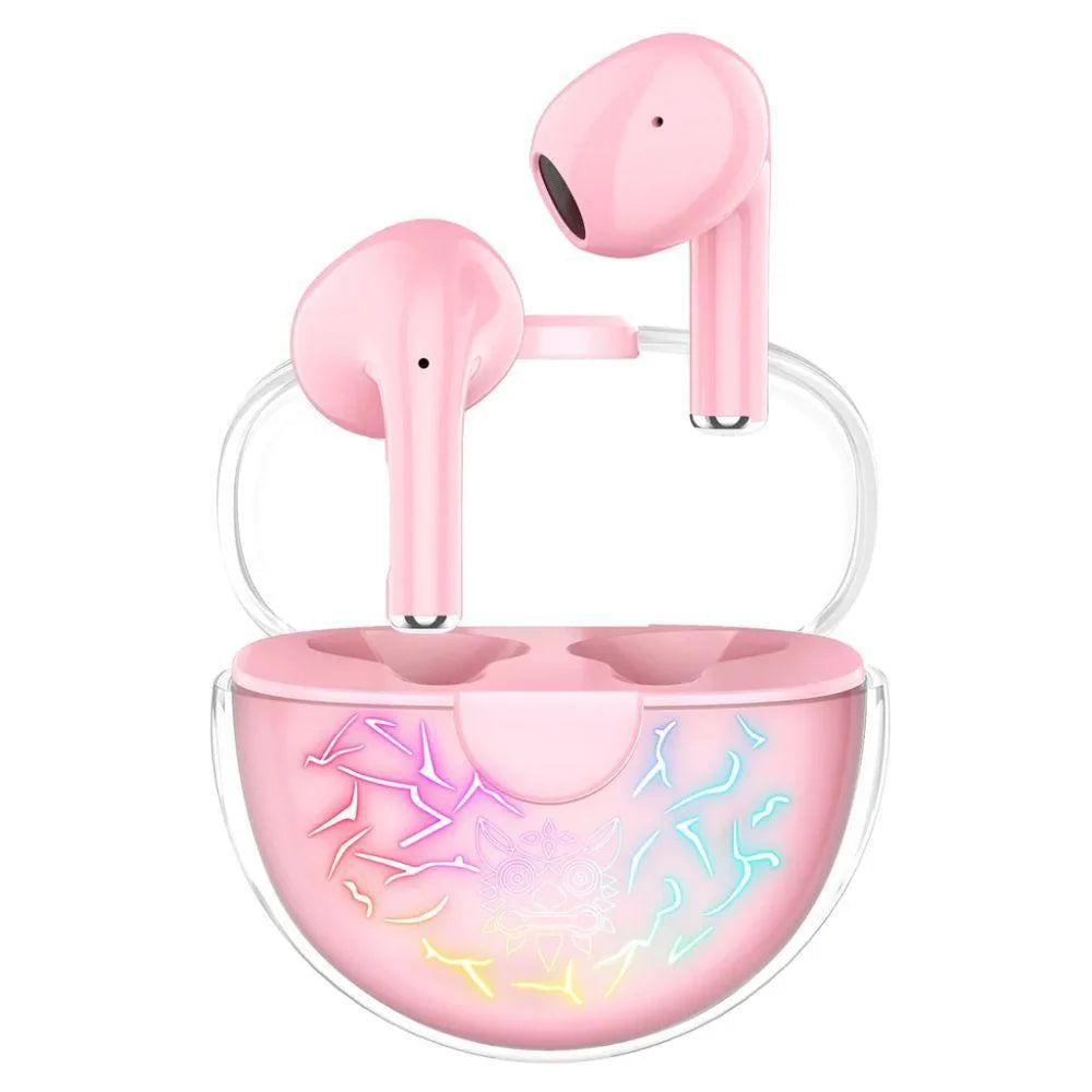 Onikuma t35 bluetooth 5.1 gaming earbuds 60ms - pink - audio | earphone