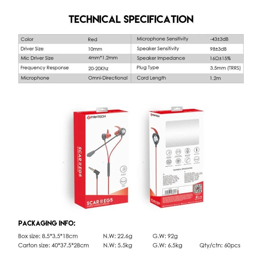 Scar ii eg5 wired gaming earbuds for ultimate audio experience - audio | earphone