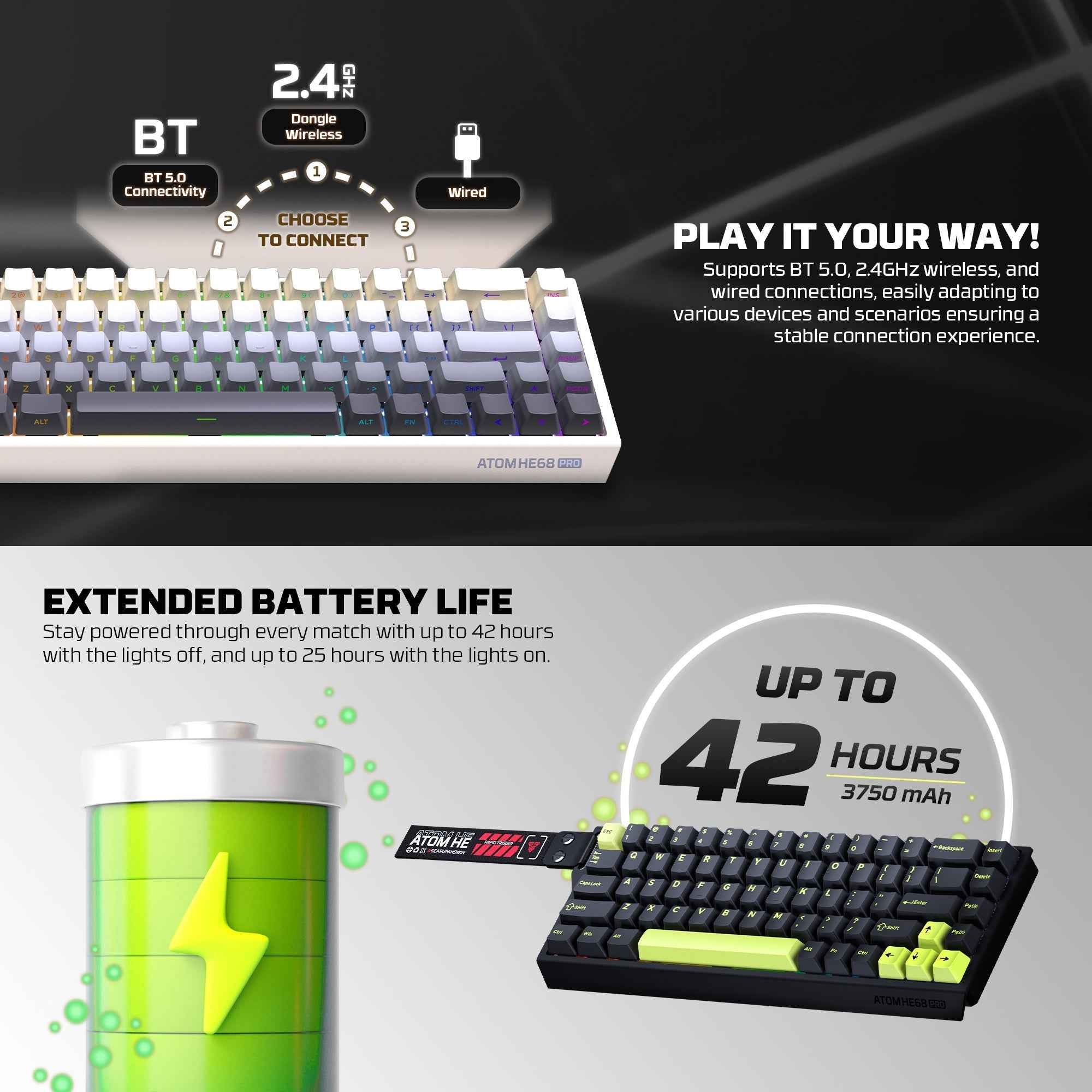 Fantech Keyboard ATOM HE68 MK922 MAGNETIC SWITCH – WHITE