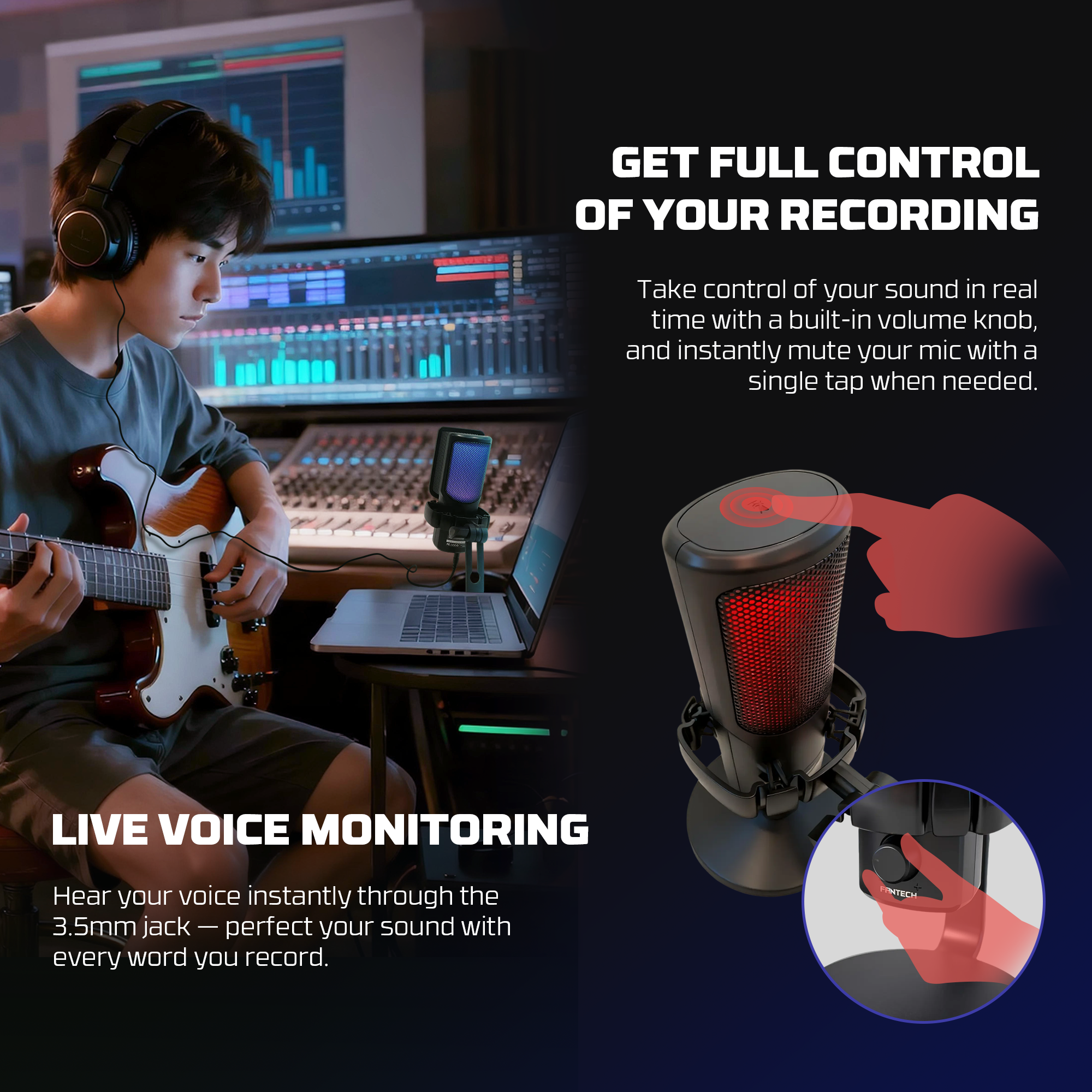 FANTECH WMCX01 LEVIOSA WAVE DUAL-MODE Wireless Condenser Microphone