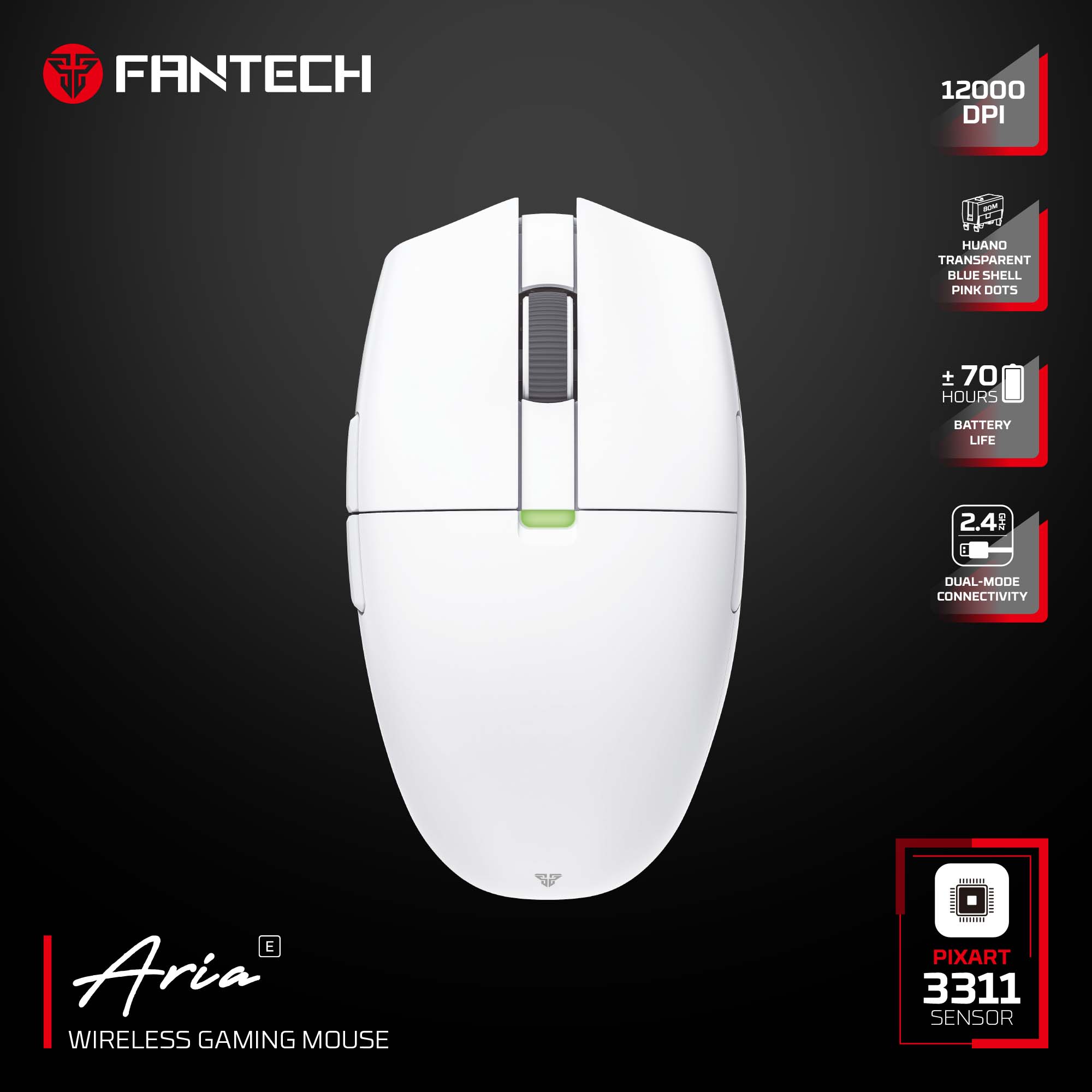Fantech Aria Xd7e Wireless Gaming Mouse - Black - Gameonjo