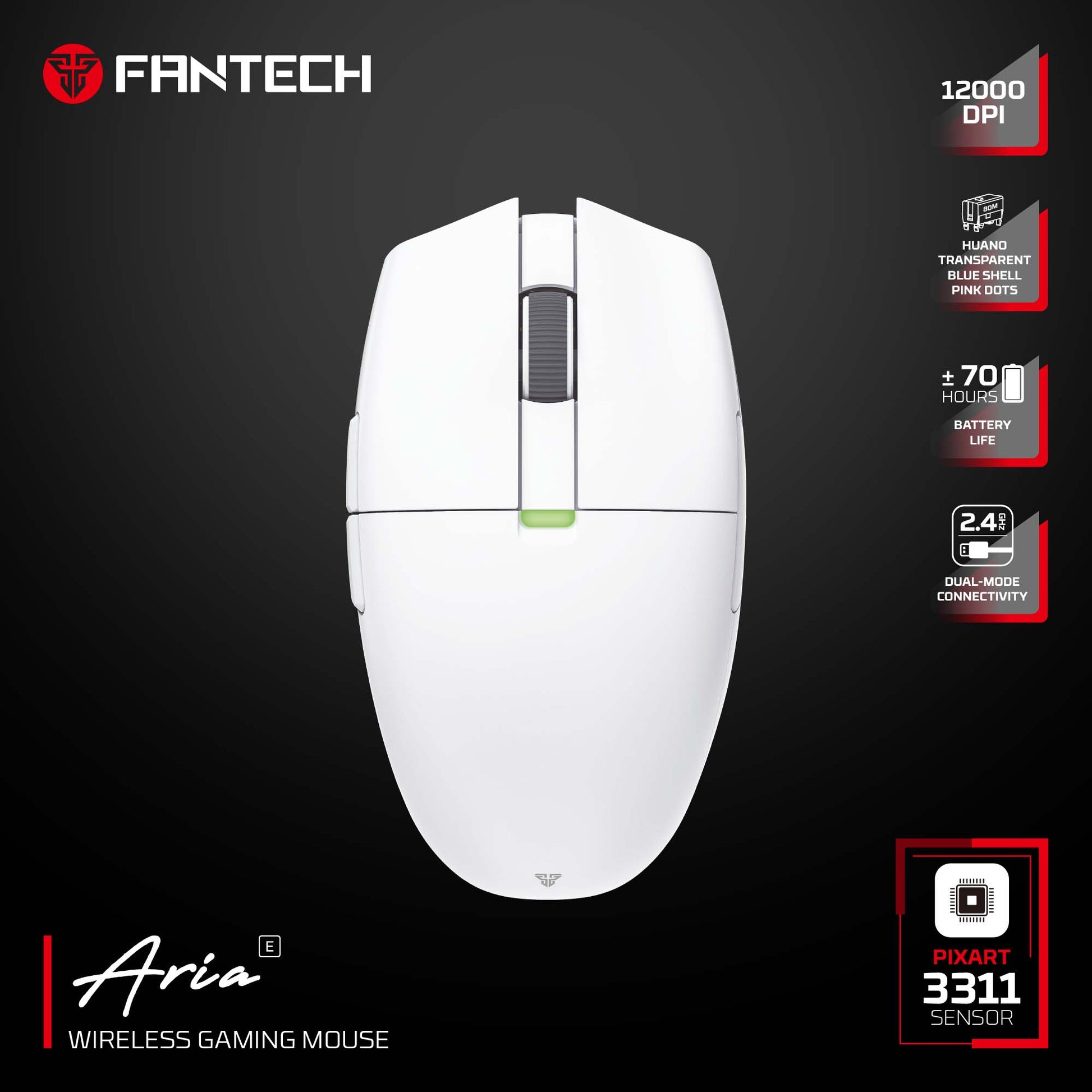 Fantech Aria Xd7e Wireless Gaming Mouse - White - Gameonjo