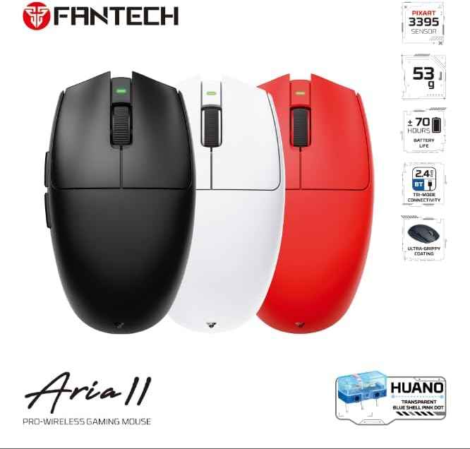 Fantech Aria Xd7v2 Wireless Gaming Mouse, 53g Ultra-lightweight Huano Switches,