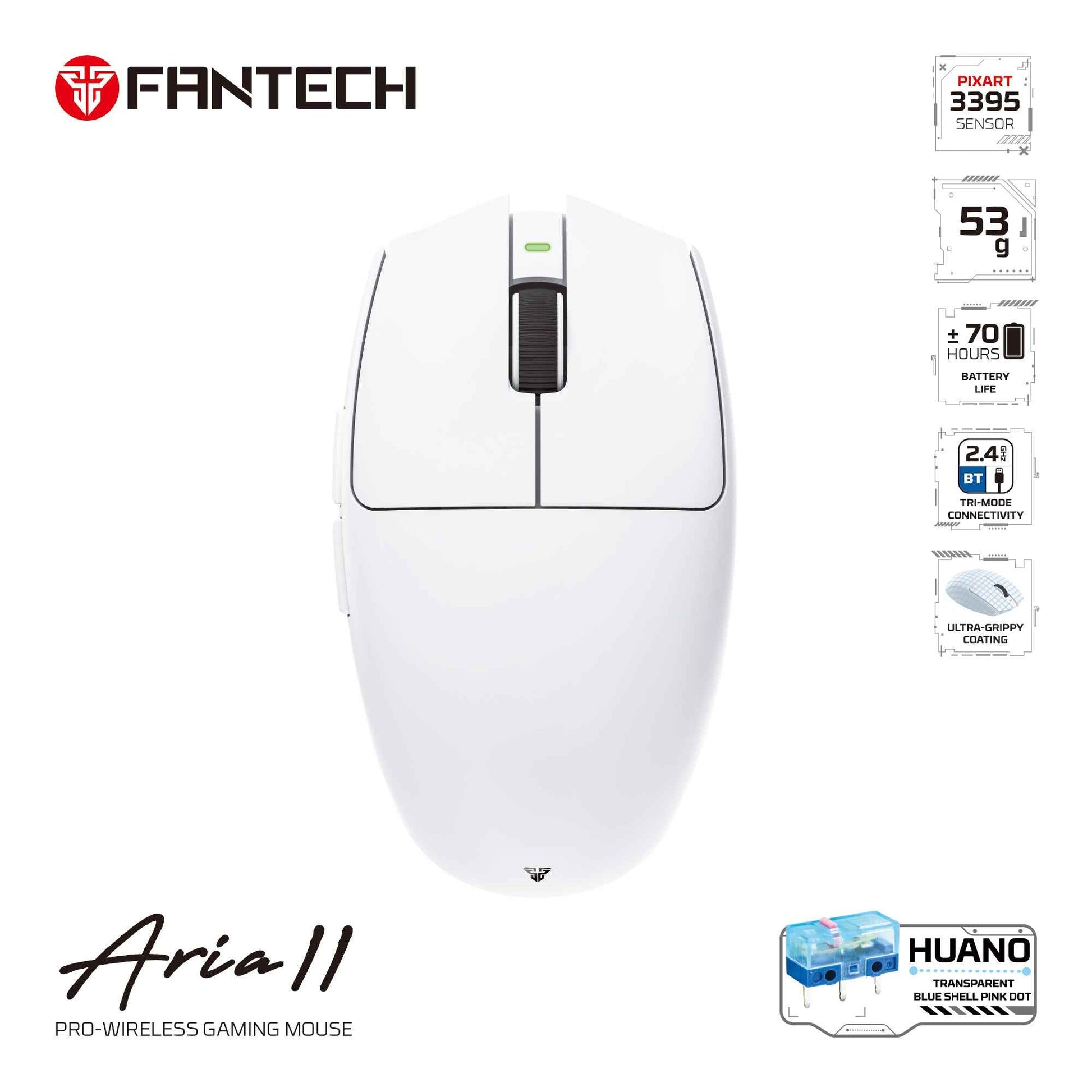 Fantech Aria Xd7v2 Wireless Gaming Mouse, 53g Ultra-lightweight Huano Switches,