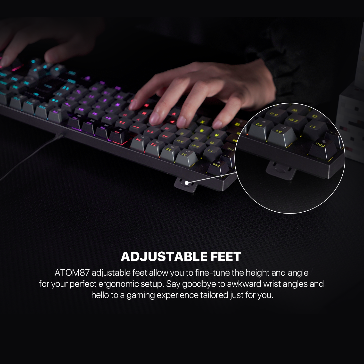 Fantech Atom Tkl Mk876v2 Double Injection Keycaps Mechanical Keyboard - Gameonjo
