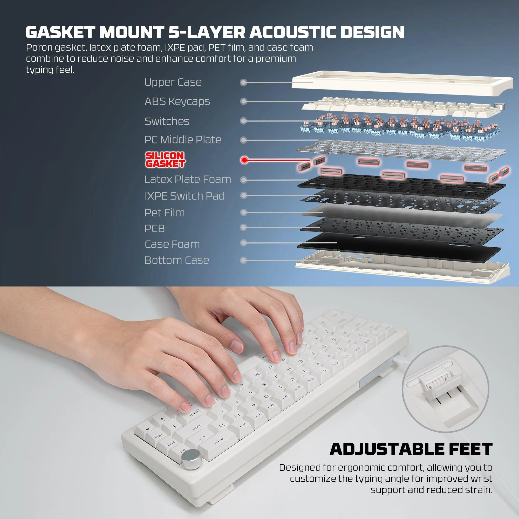 Fantech atom x66 mk614 mechanical keyboard - white