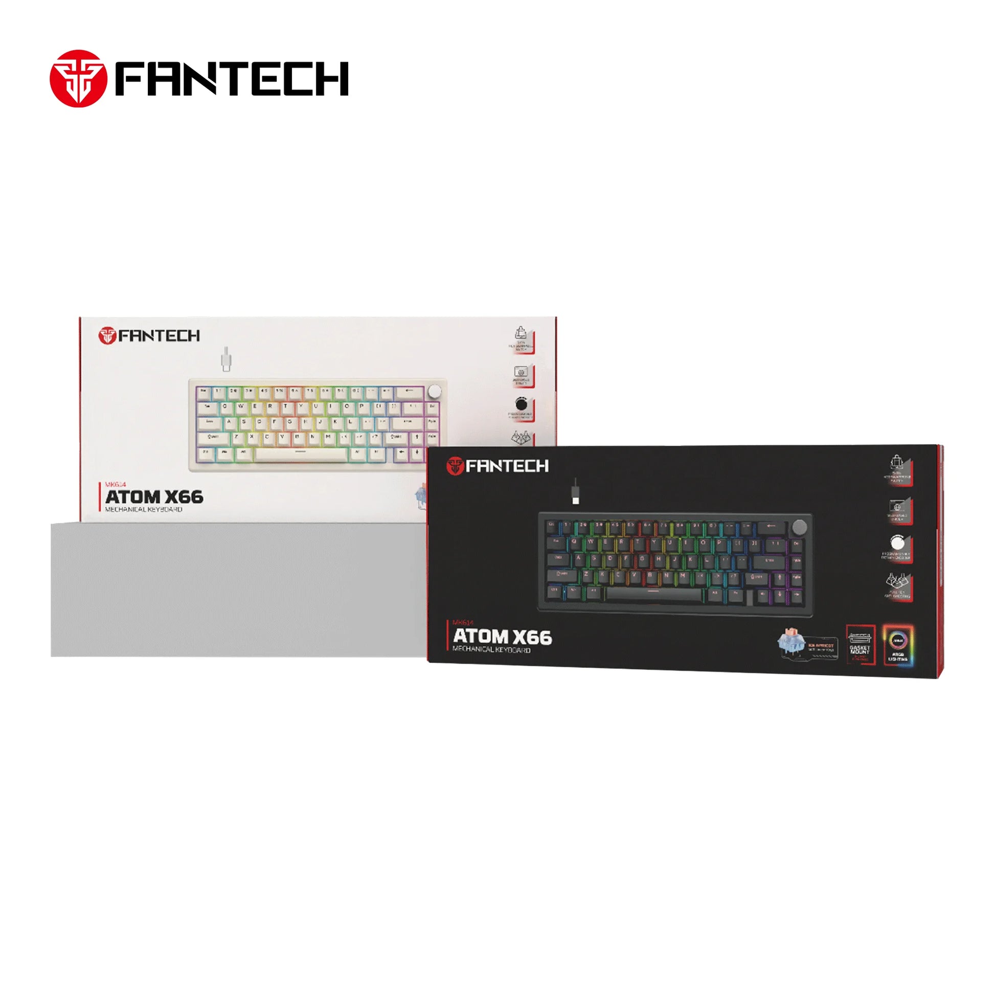 Fantech atom x66 mk614 mechanical keyboard - white