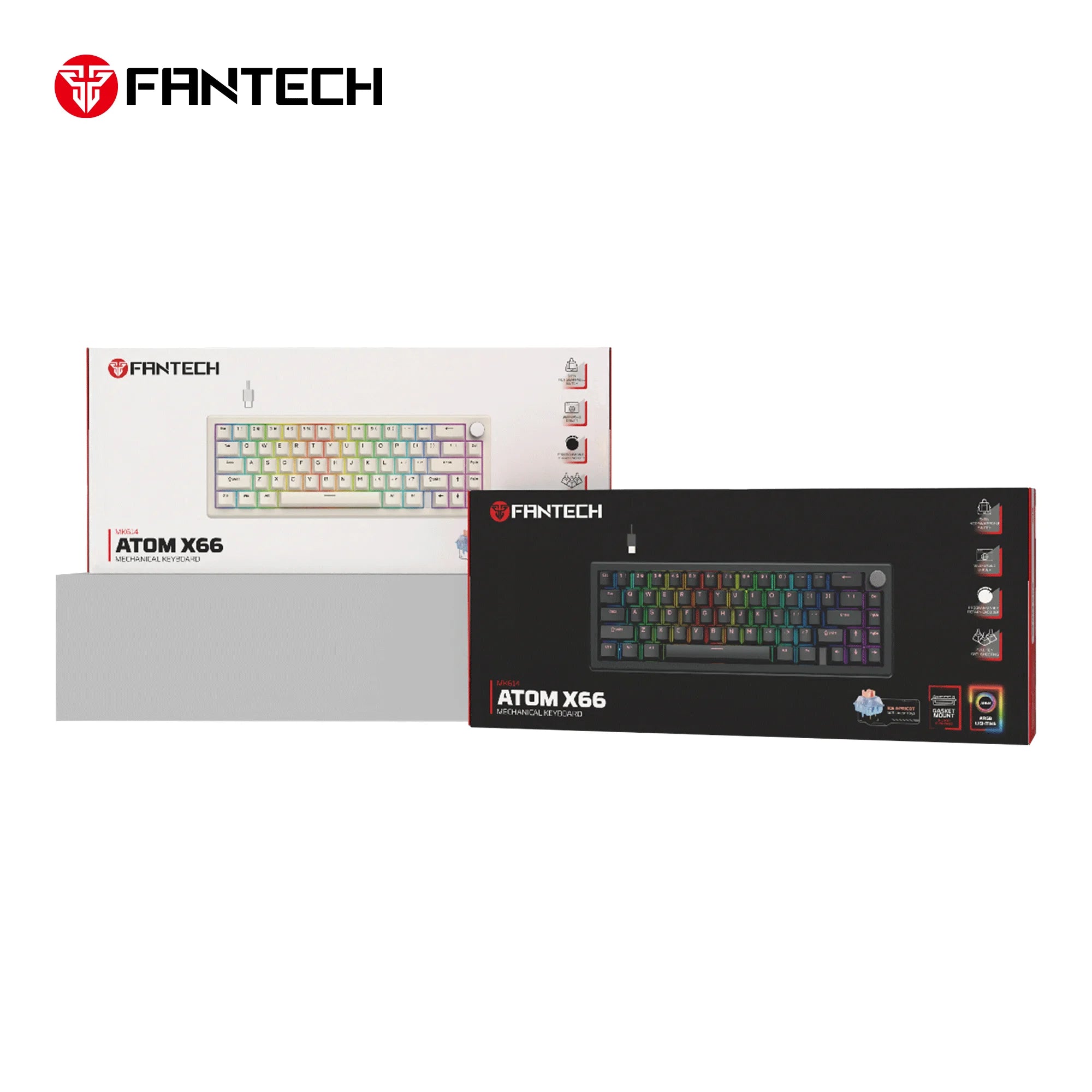 Fantech atom x66 mk614 mechanical keyboard - white