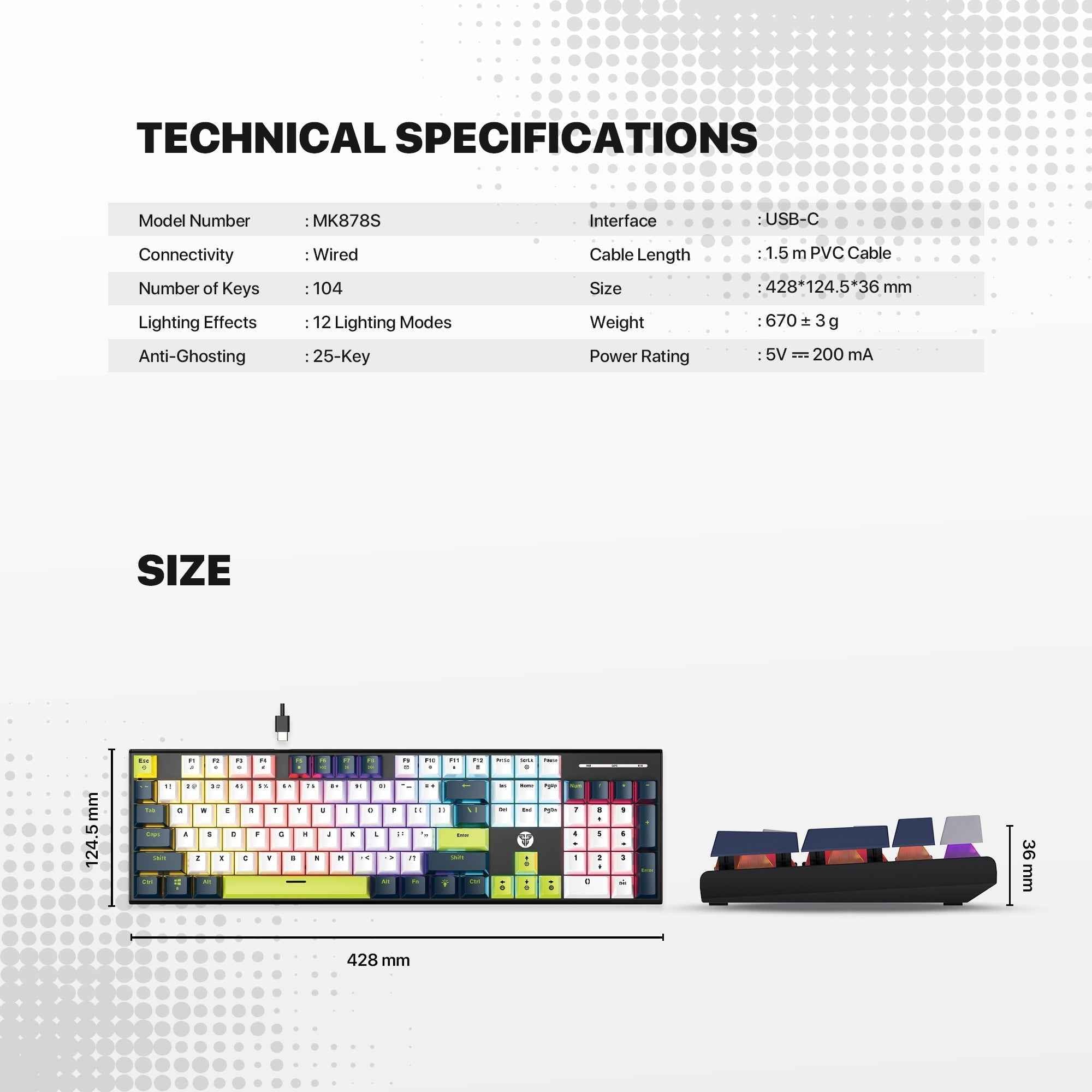 Fantech Atom104s Mk878s Mechanical Gaming Keyboard Mori Edition White