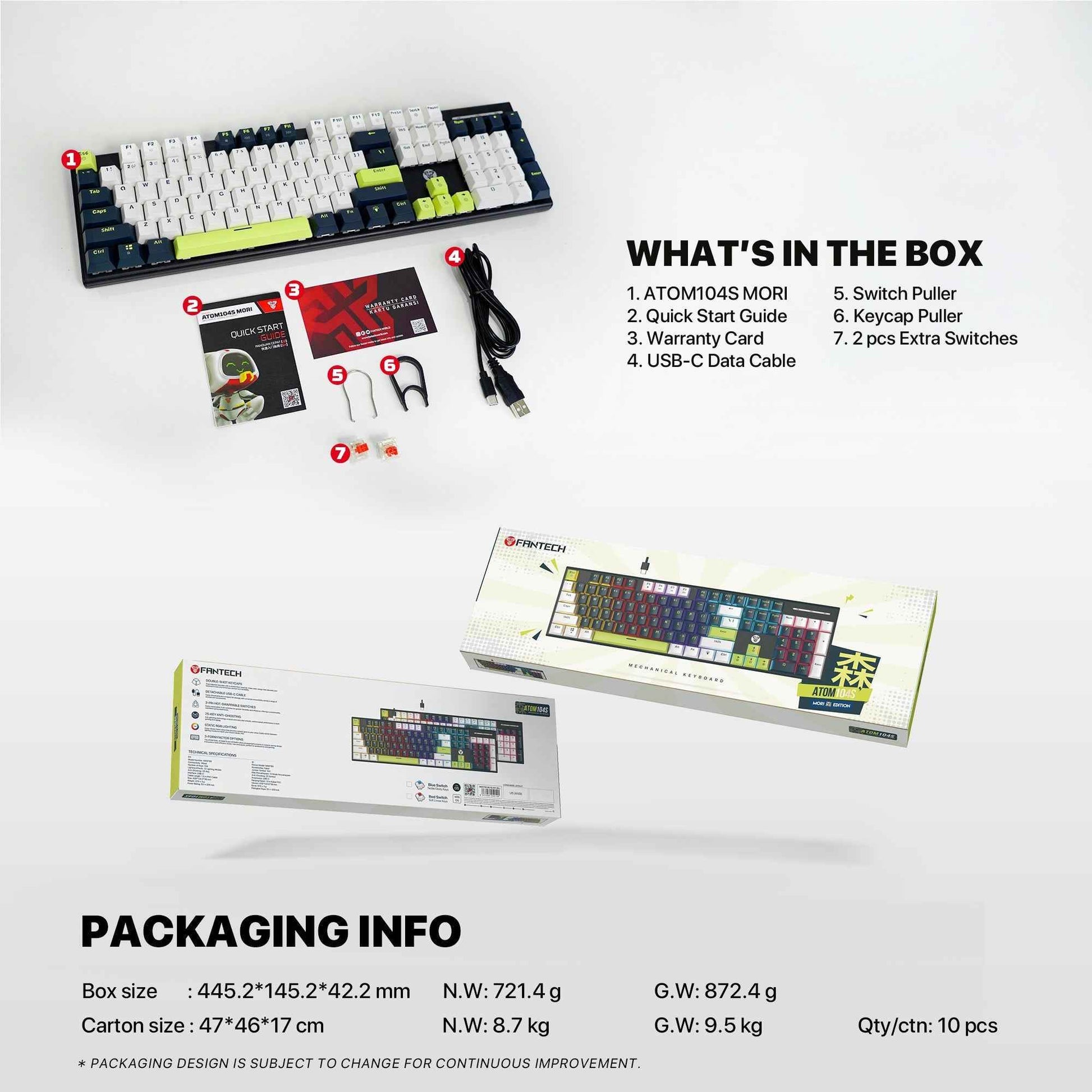 Fantech Atom104s Mk878s Mechanical Gaming Keyboard Mori Edition White