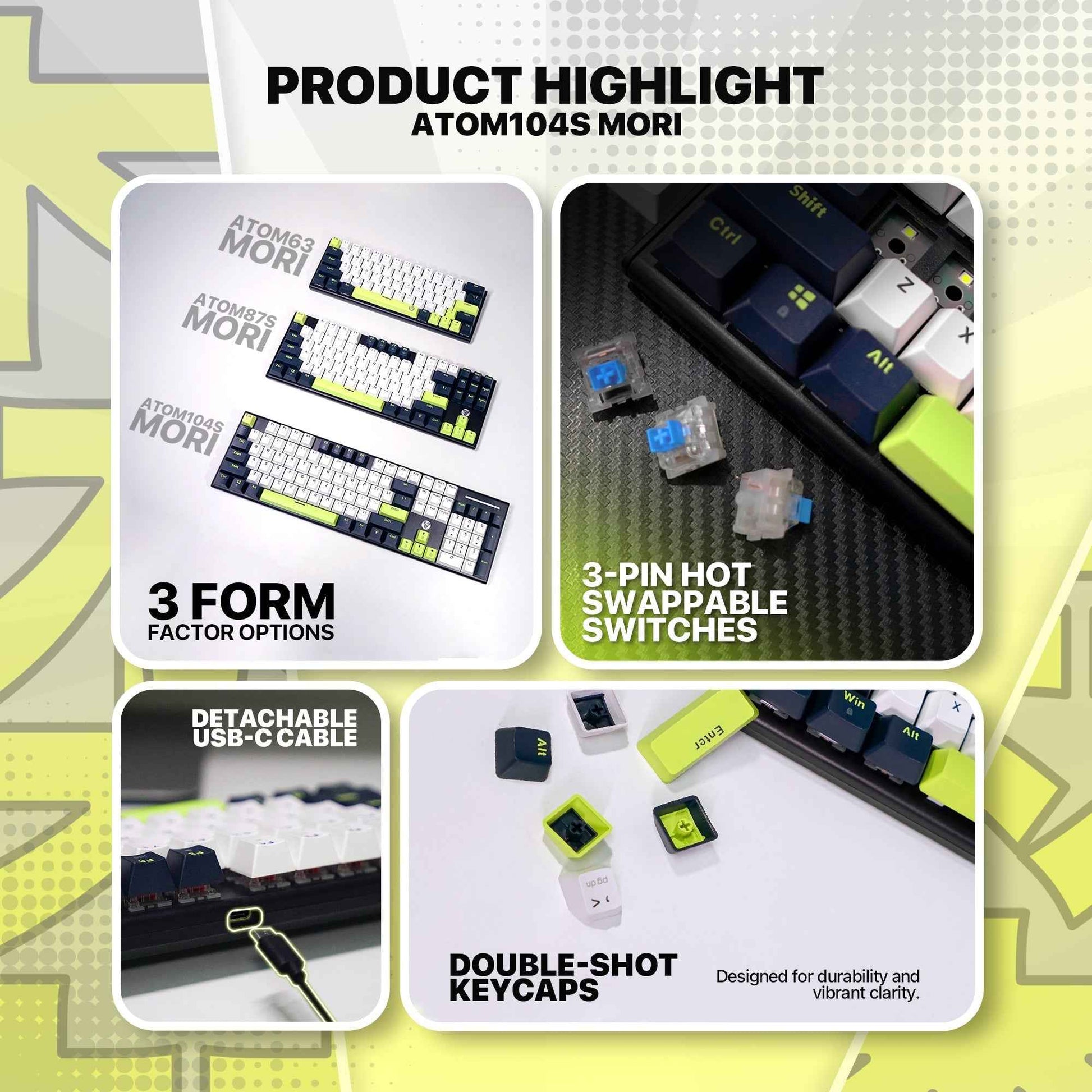 Fantech Atom104s Mk878s Mechanical Gaming Keyboard Mori Edition White