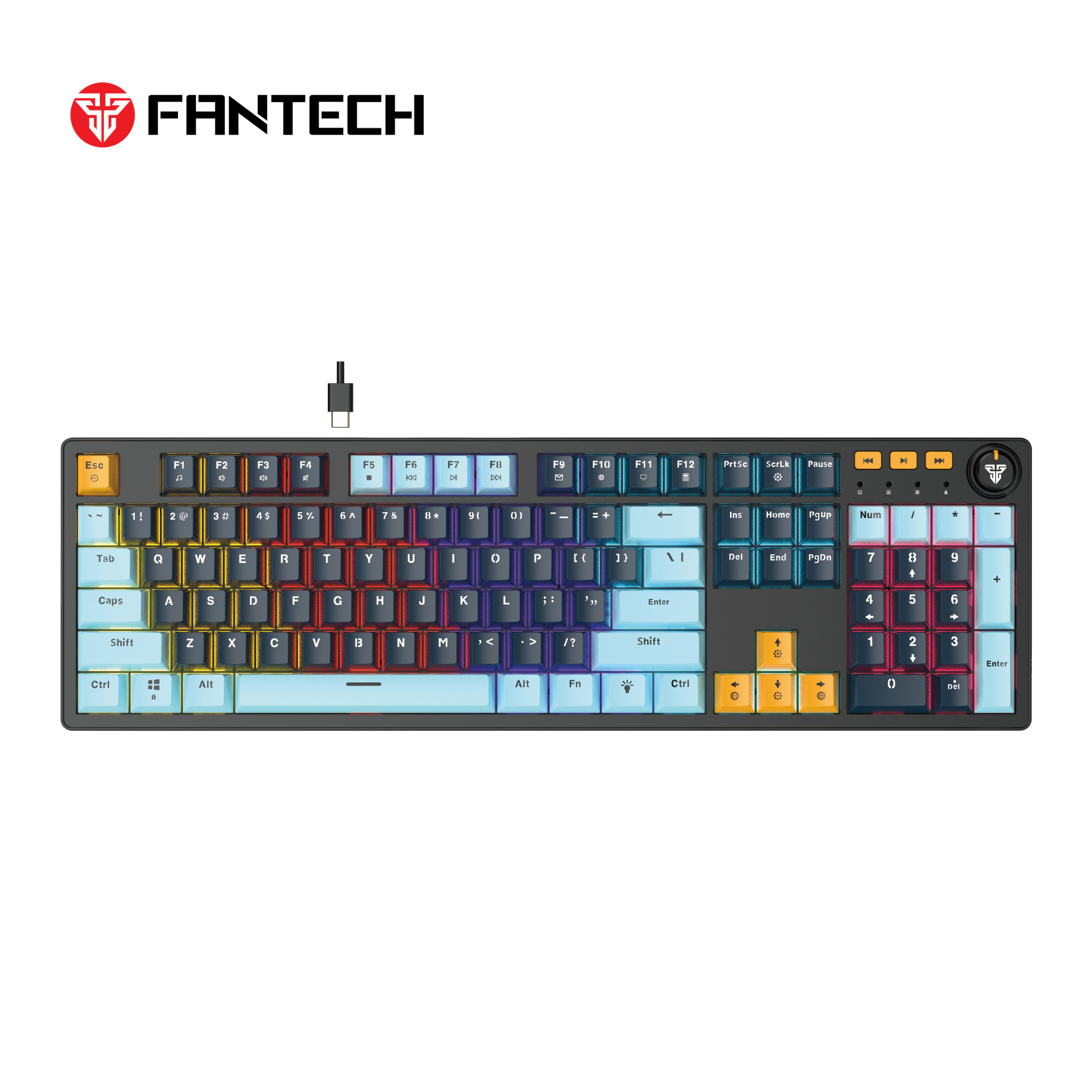 Fantech atom107s mechanical gaming keyboard mizu edition navy blue - precision and style for ultimate gaming experience