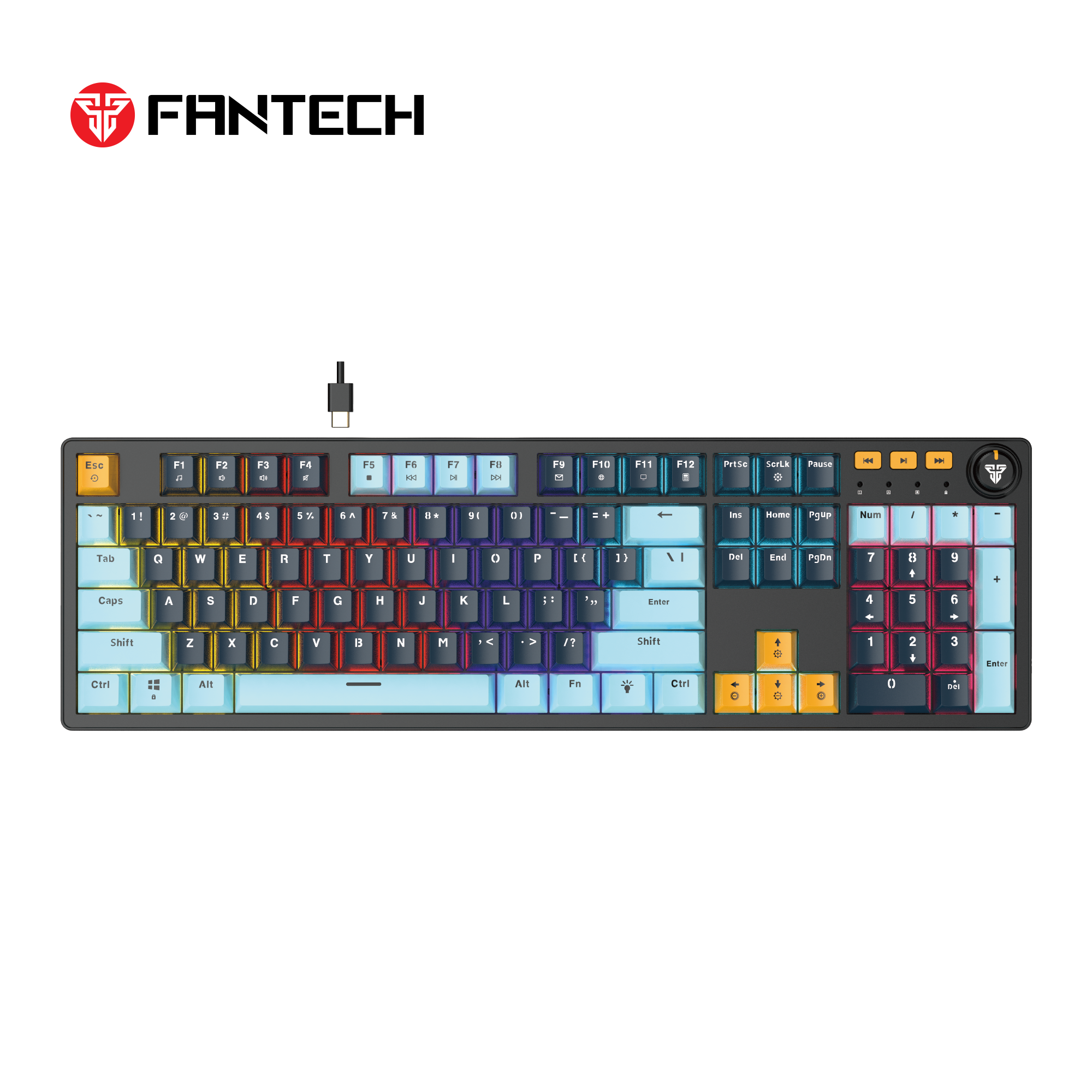 Fantech atom107s mechanical gaming keyboard mizu edition navy blue - precision and style for ultimate gaming experience