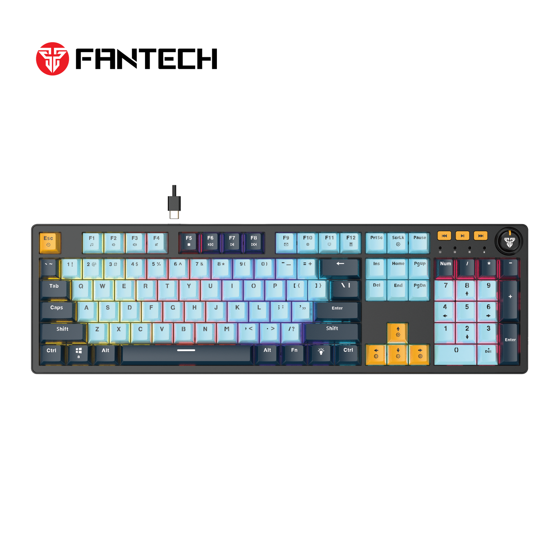 Fantech atom107s mk893s mechanical keyboard mizu edition sky blue for ultimate performance and style - keyboard