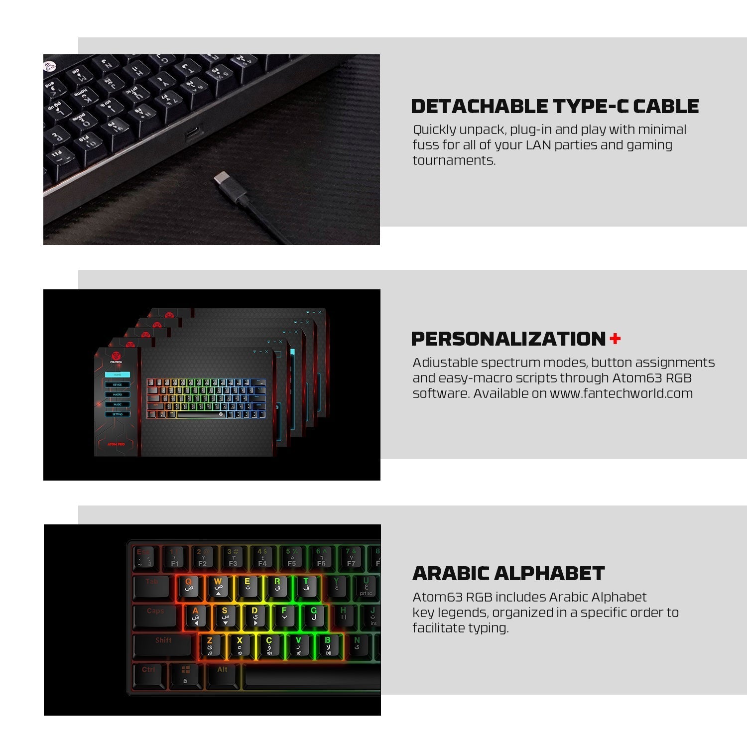 Fantech Atom63 Mk859c Mechanical Gaming Keyboard & Mouse Arabic/english - Gameonjo
