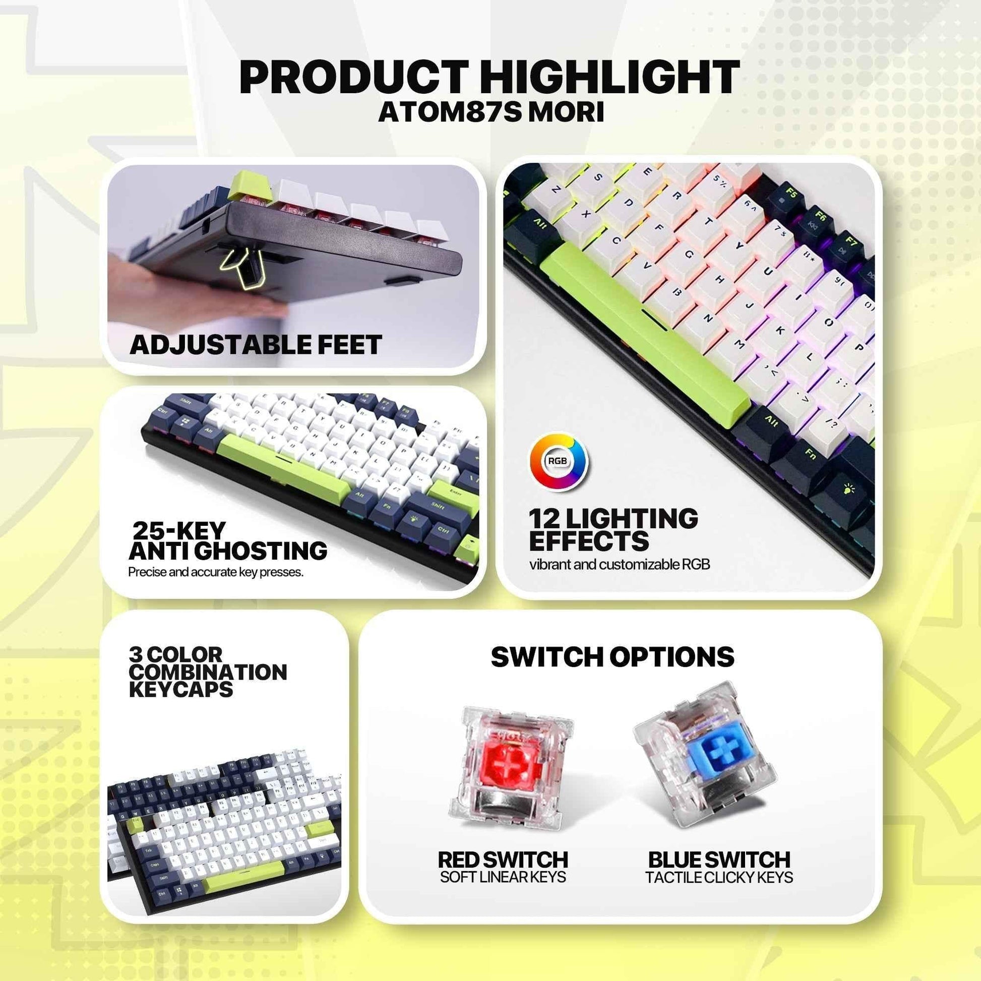 Fantech atom87s mk877s keyboard - mori edition white mechanical gaming keyboard - keyboard