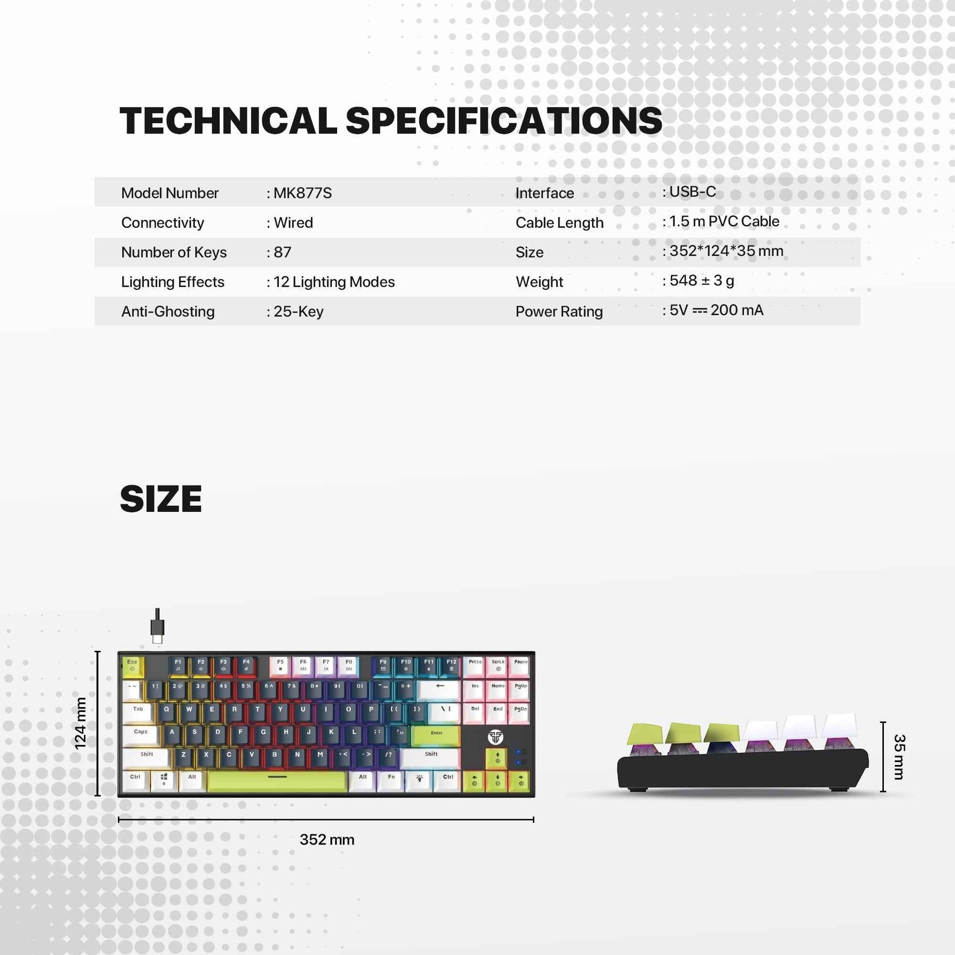 Fantech Atom87s Mk877s Mechanical Gaming Keyboard Mori Edition Black