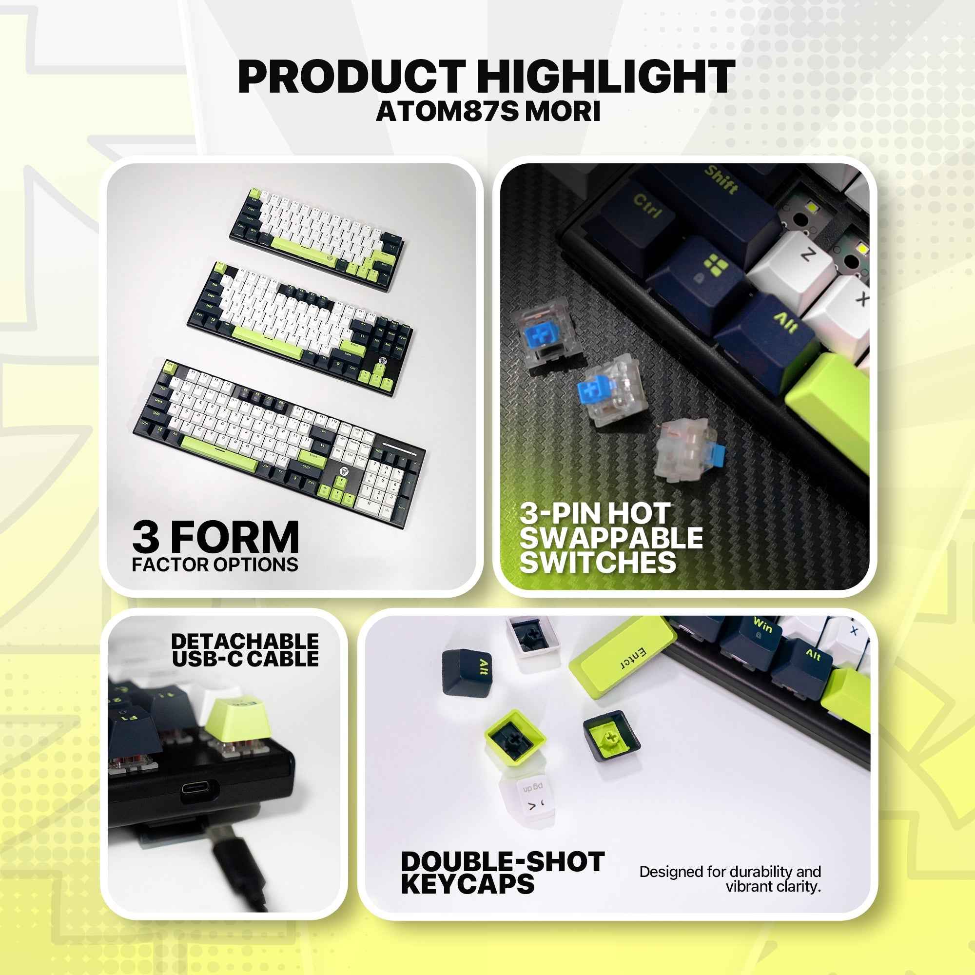 Fantech Atom87s Mk877s Mechanical Gaming Keyboard Mori Edition Black