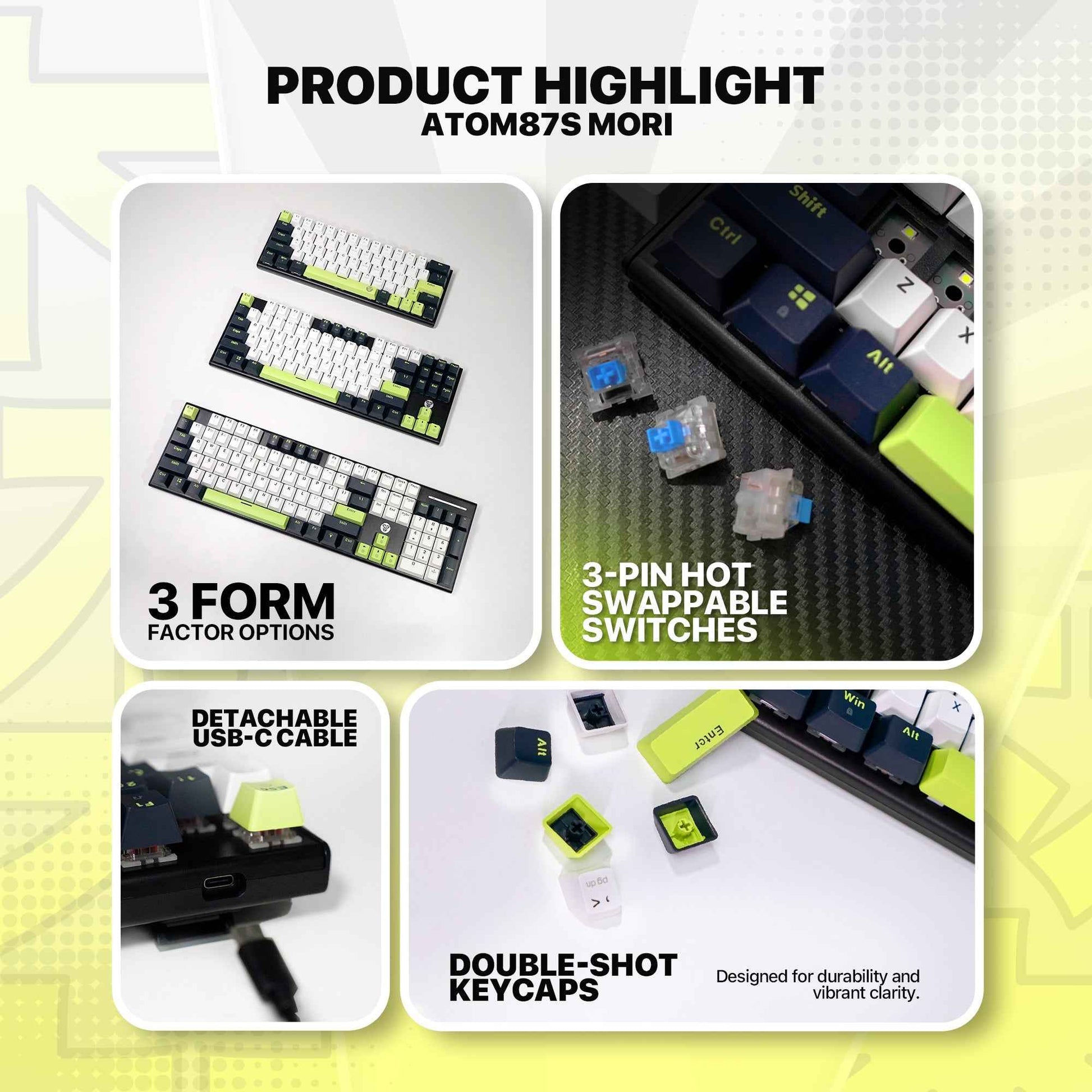 Fantech Atom87s Mk877s Mechanical Gaming Keyboard Mori Edition White