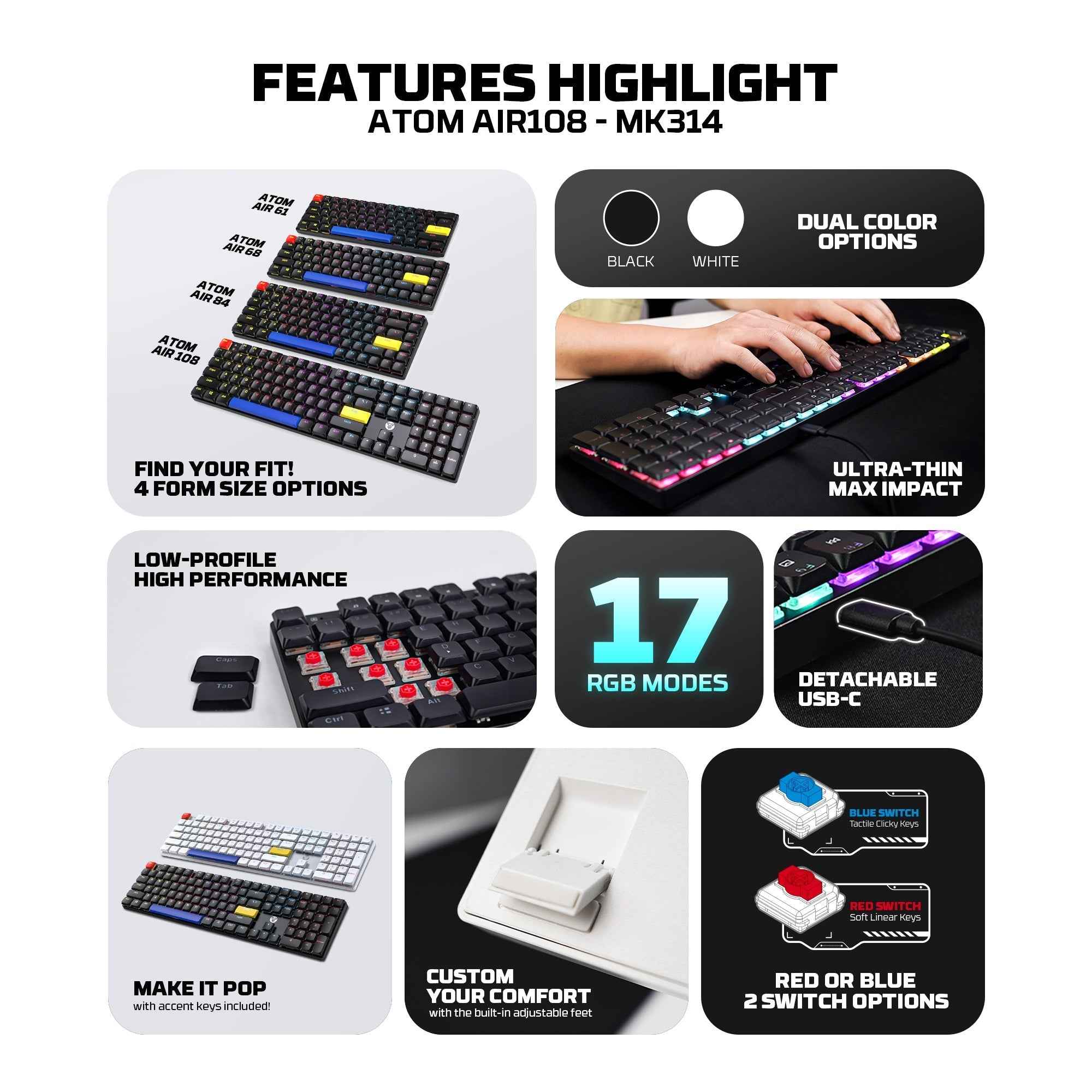 Fantech Atomair108 Mk314 Mechanical Keyboard Low-profile