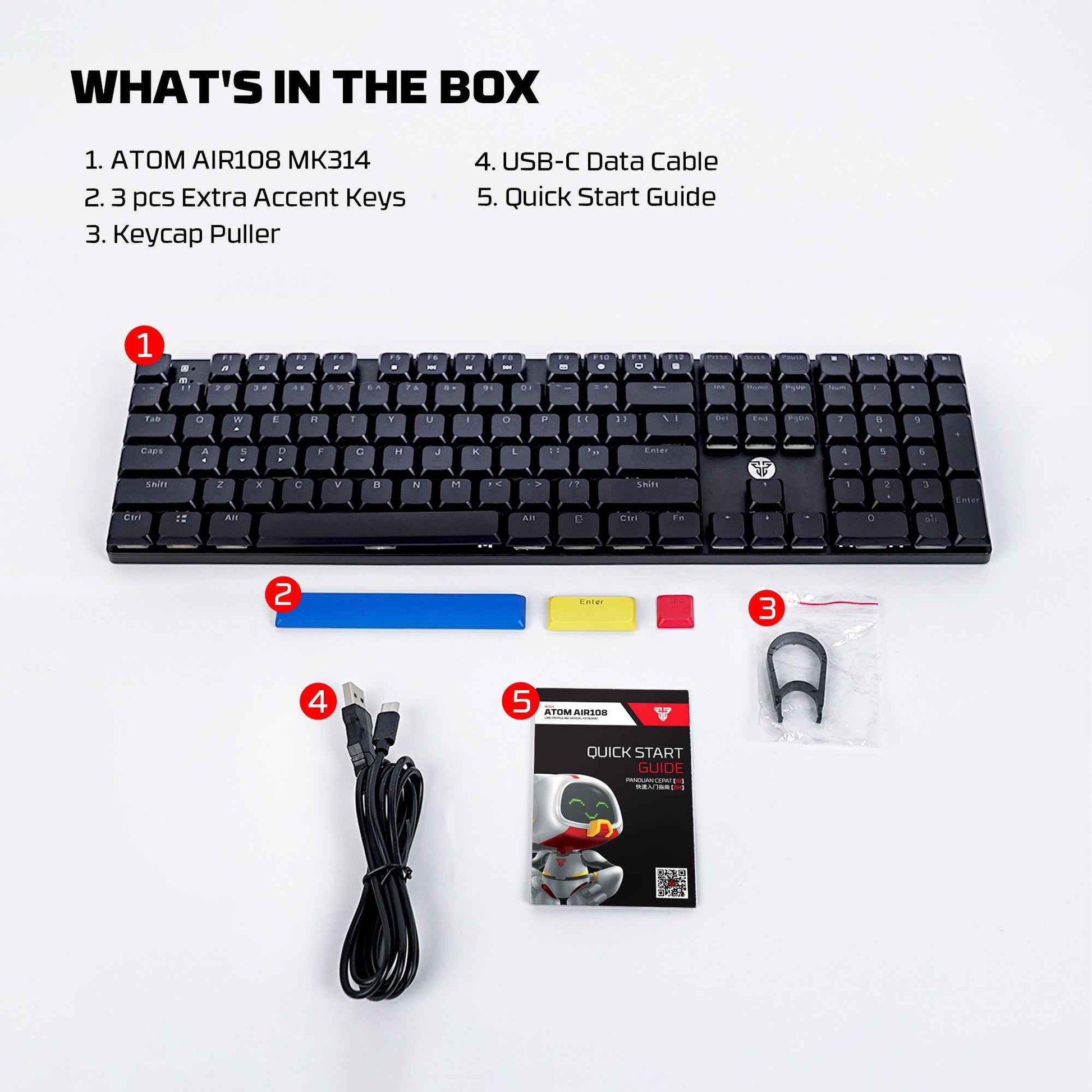 Fantech Atomair108 Mk314 Mechanical Keyboard Low-profile White