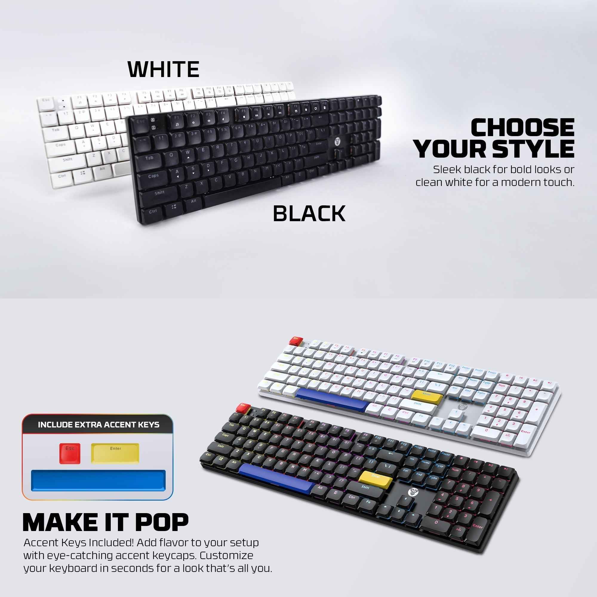 Fantech Atomair108 Mk314 Mechanical Keyboard Low-profile White