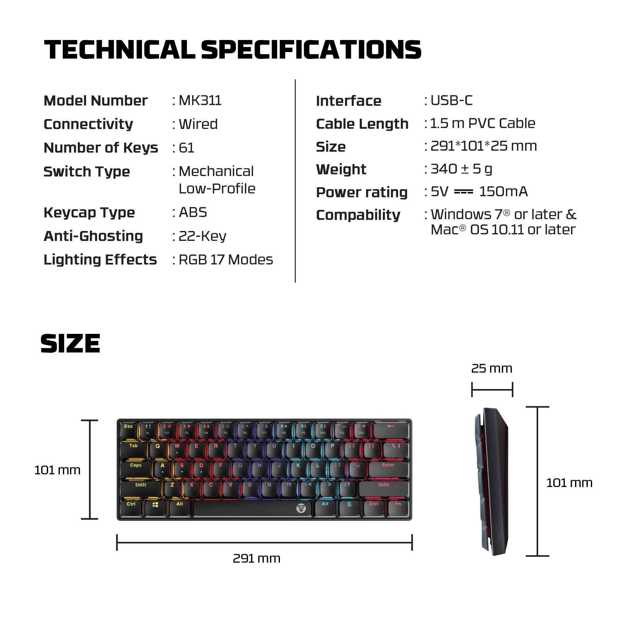 Fantech Atomair61 Mk311 Mechanical Keyboard Low-profile