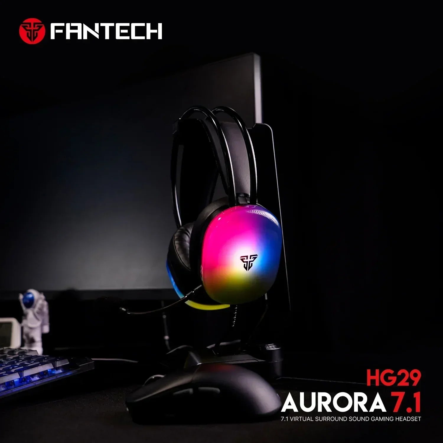 Fantech aurora hg29 gaming headset - 7.1 virtual surround sound with rgb lights - headsets
