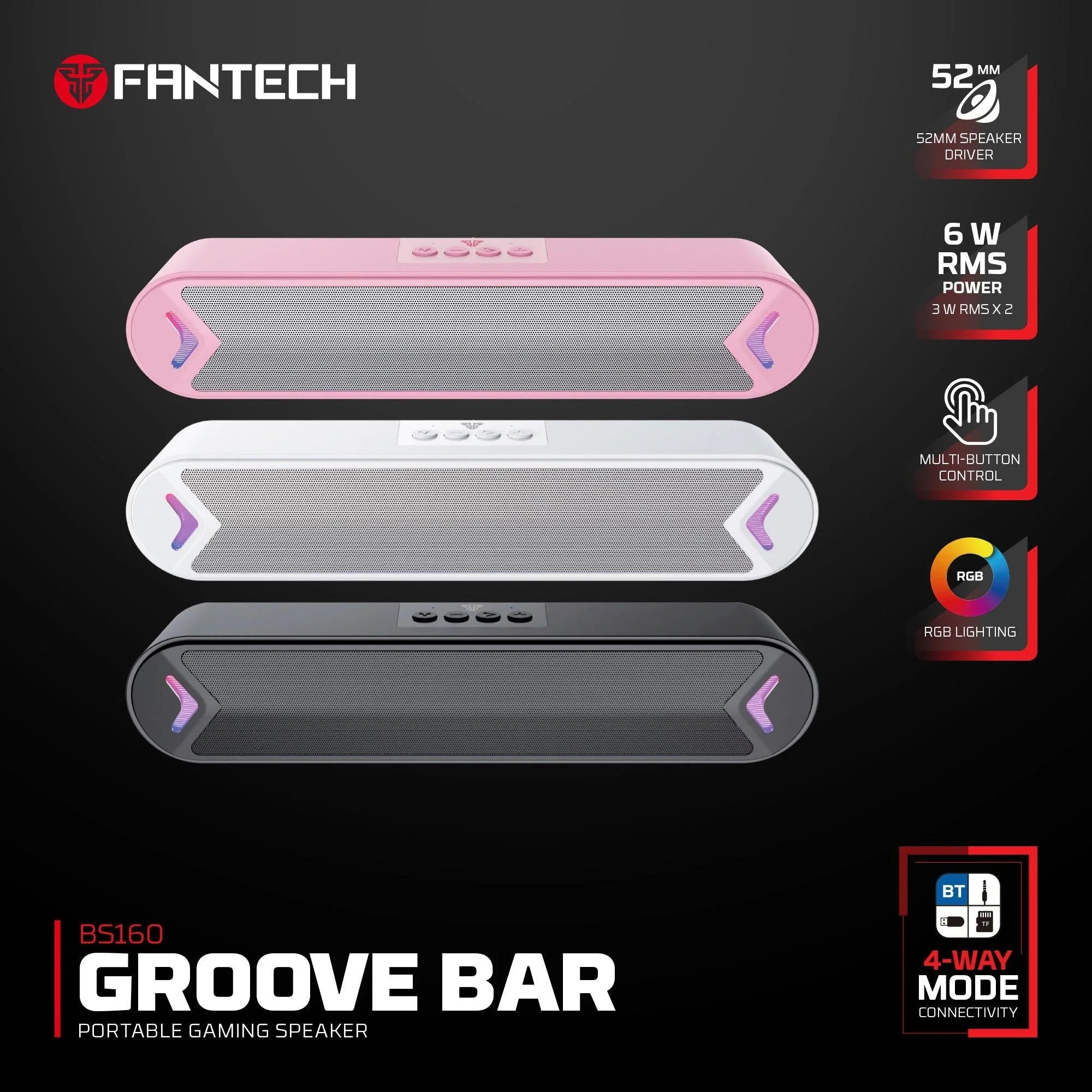 Fantech bluetooth speaker groove bar bs160 black - audio | speakers