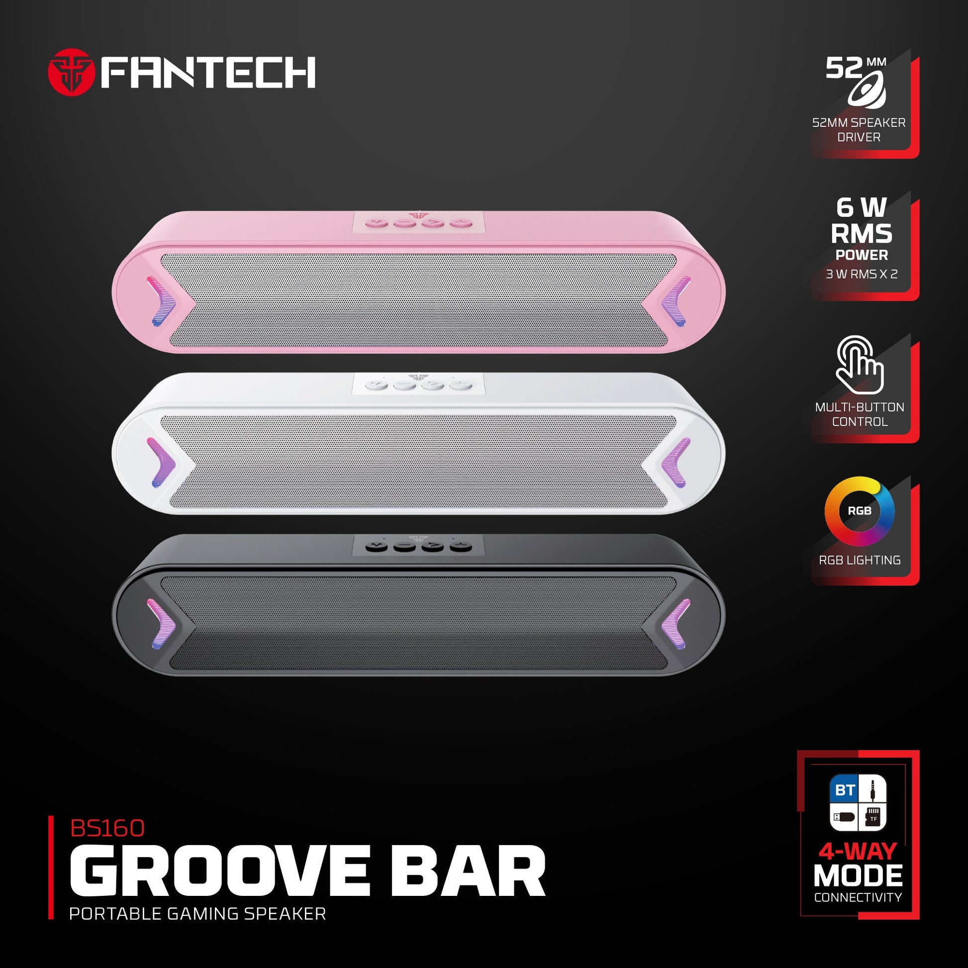 Fantech Bluetooth Speaker Groove Bar Bs160 White
