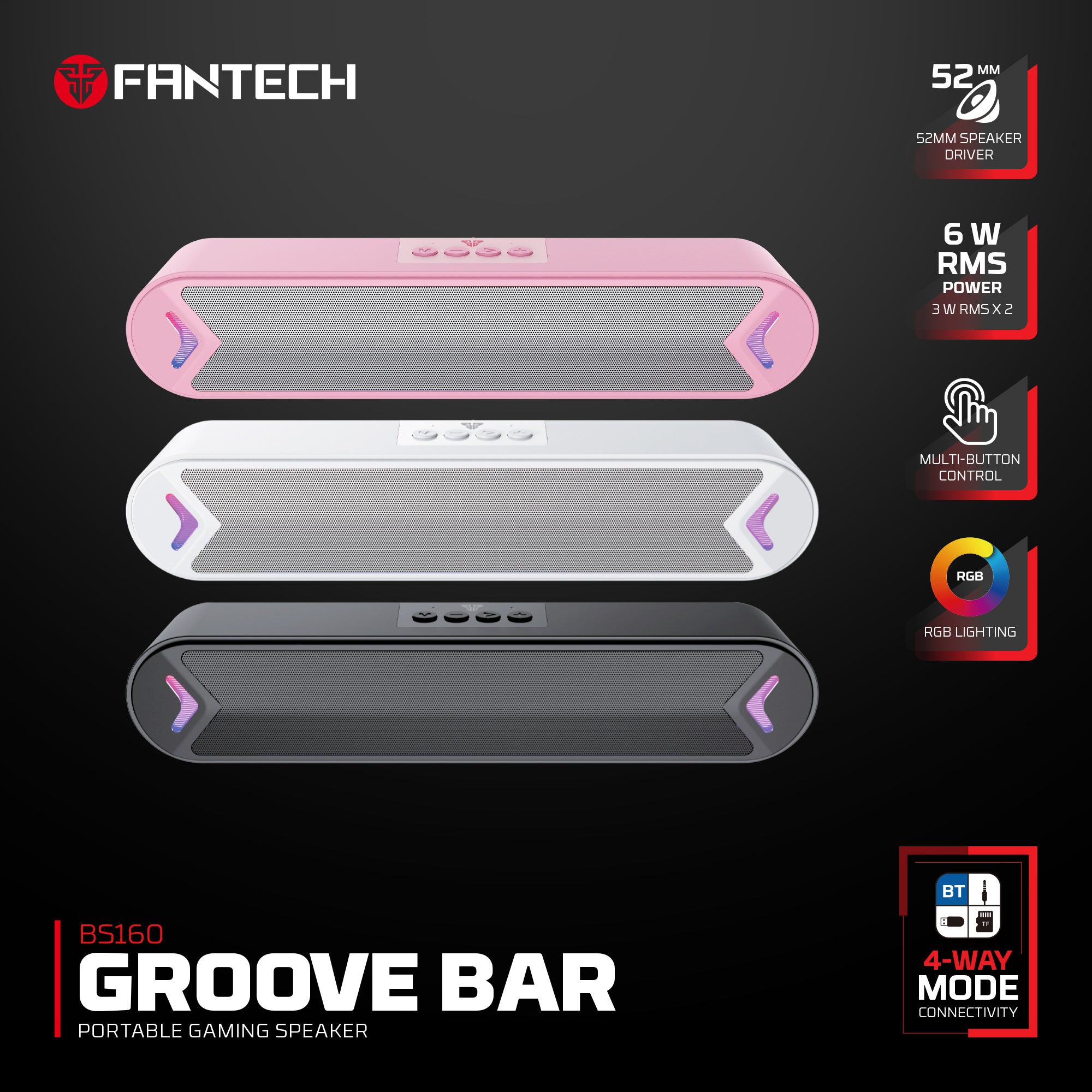 Fantech Bluetooth Speaker Groove Bar Bs160 White