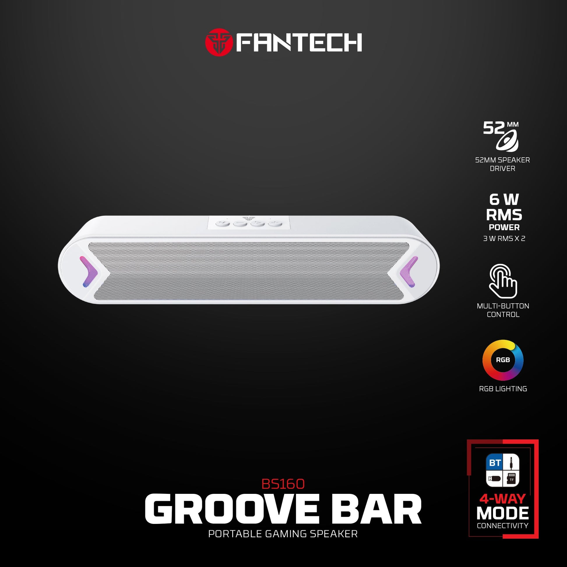 Fantech Bluetooth Speaker Groove Bar Bs160 White
